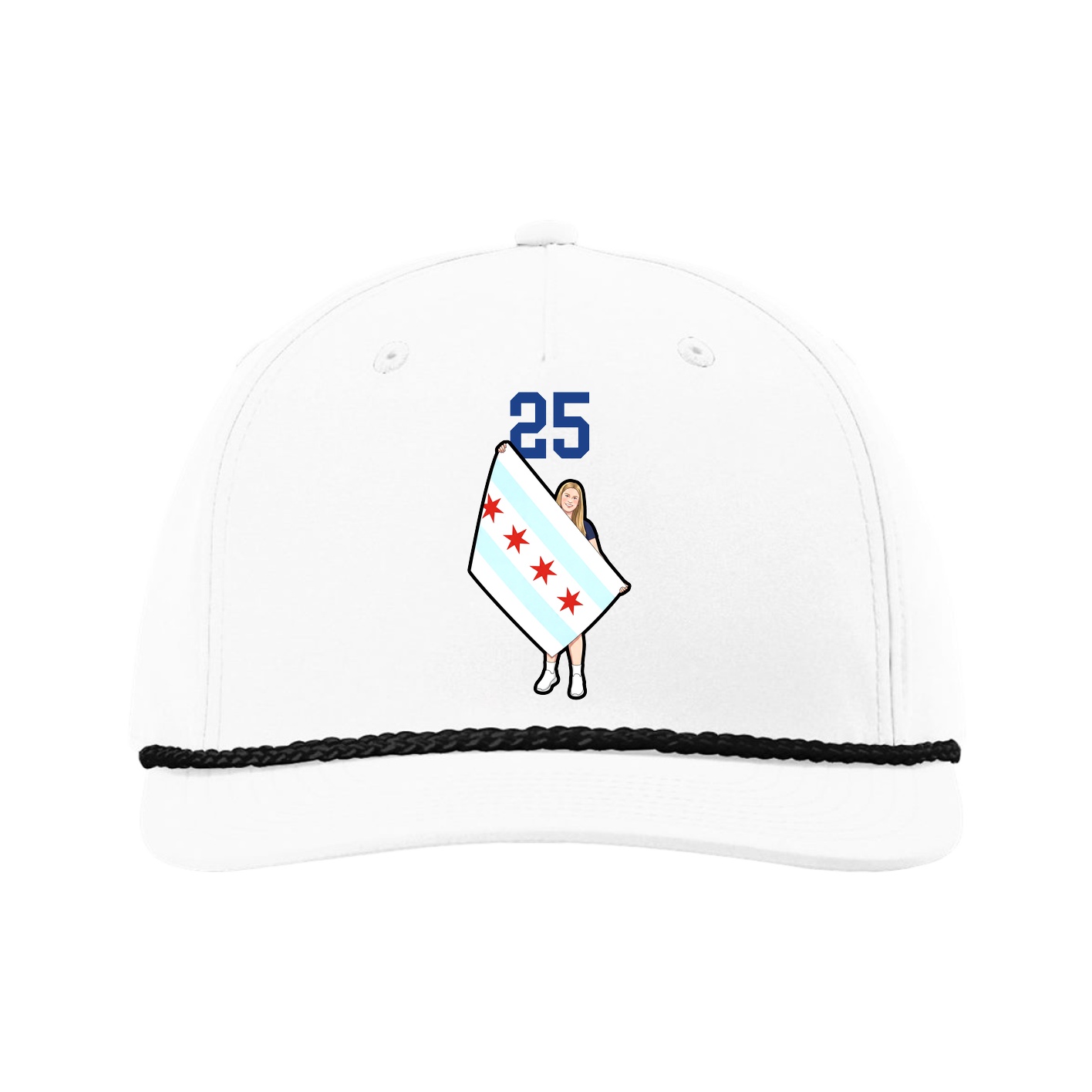 Five-Panel Classic Rope Cap — Number Top in White