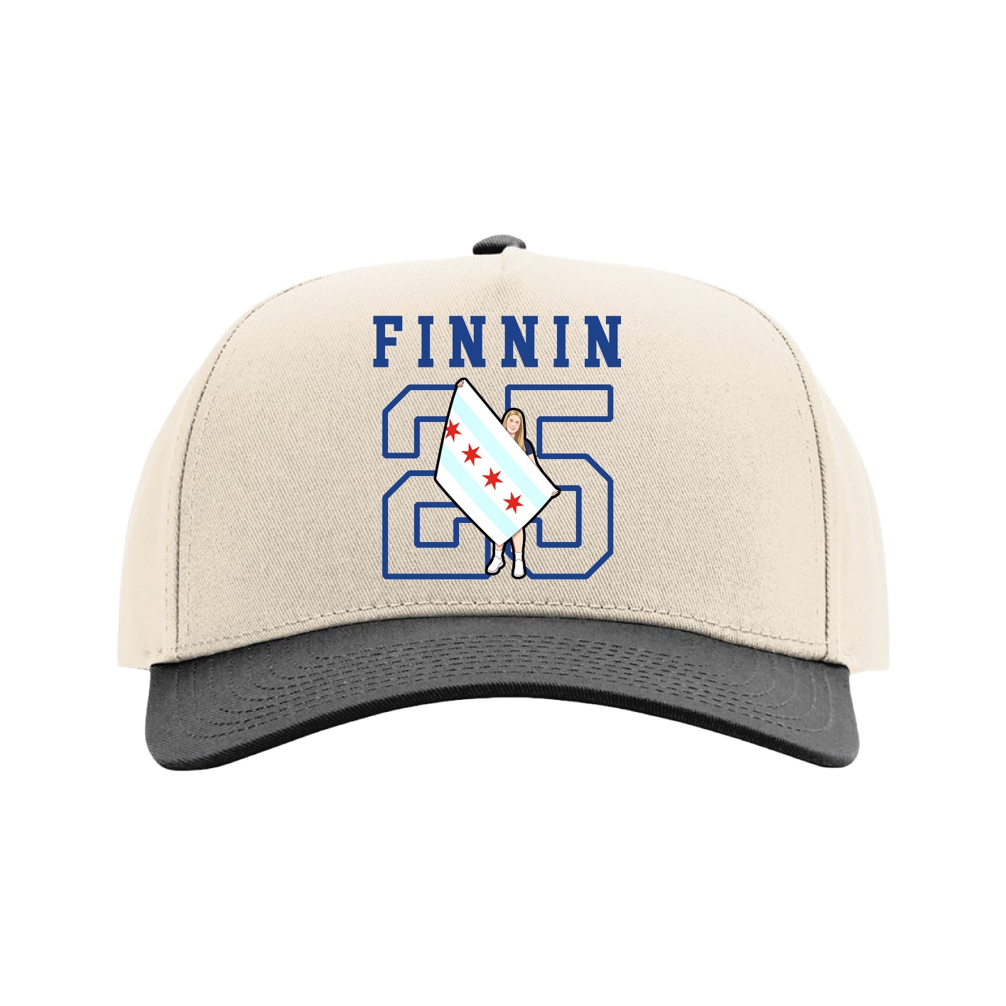 Full Fabric Five-Panel Champ Cap — Shirsey in Cream/Black
