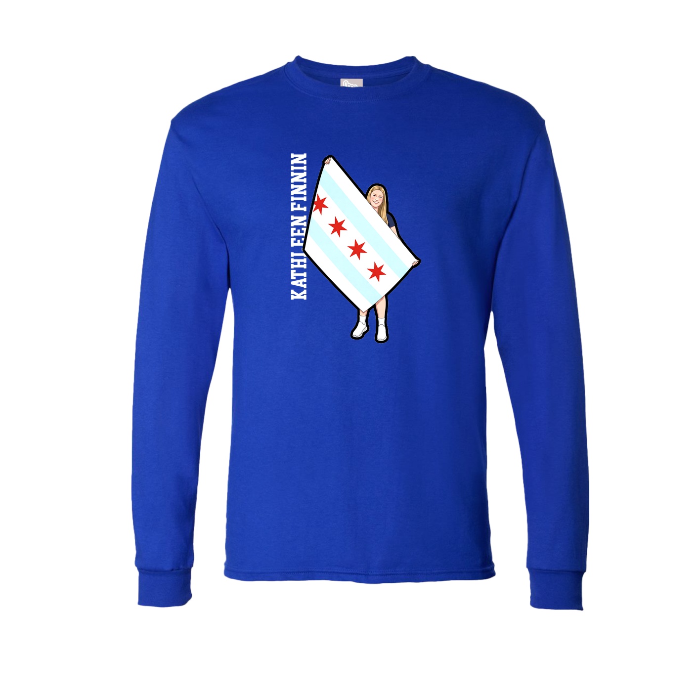 Long Sleeve Tee — Name Vertical in Royal