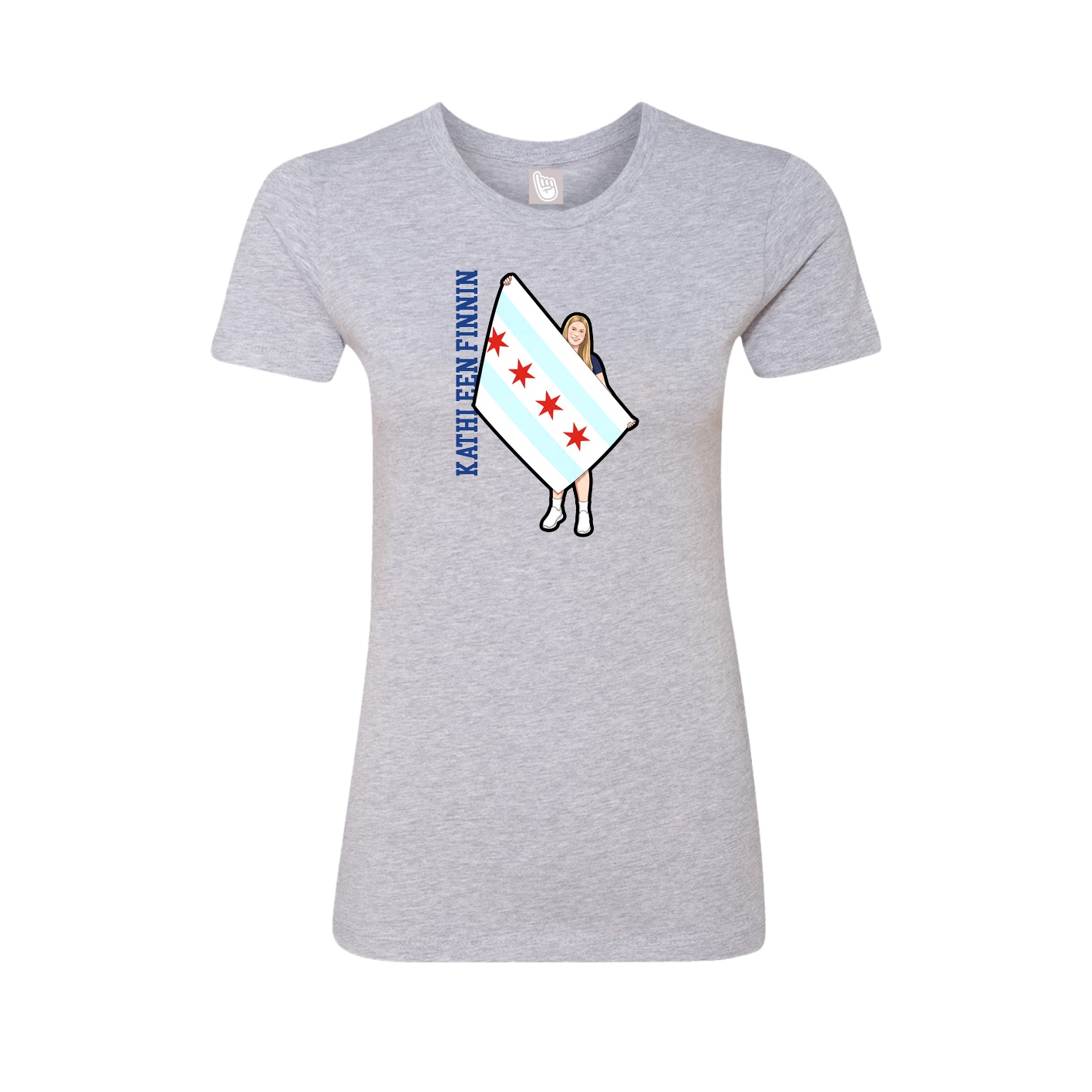 Womens Tee — Name Vertical in Grey