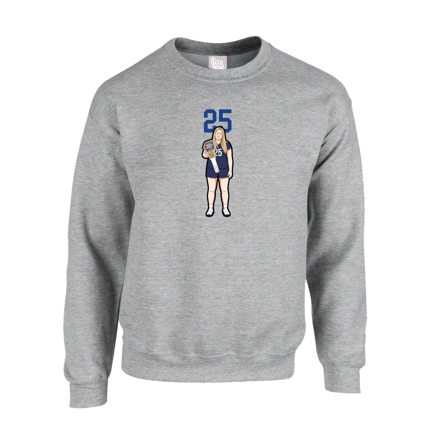 Fleece Crew — Number Top in Grey