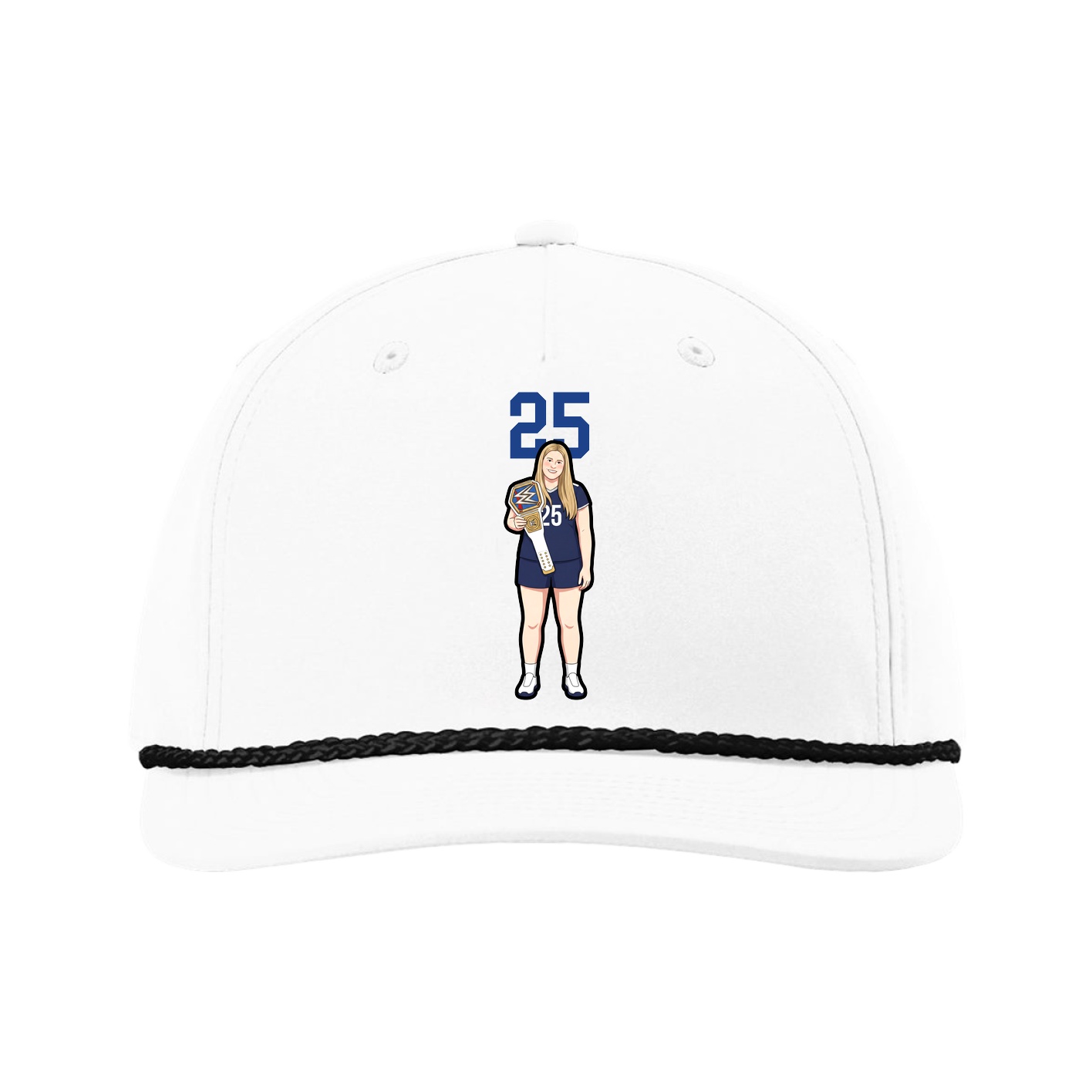 Five-Panel Classic Rope Cap — Number Top in White