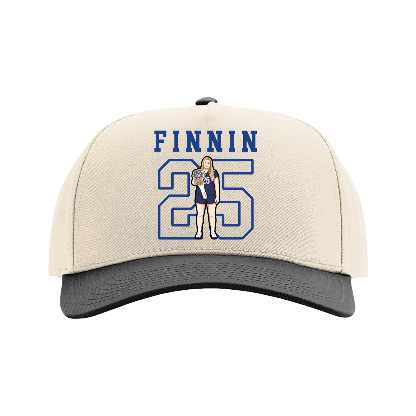 Full Fabric Five-Panel Champ Cap — Shirsey in Cream/Black