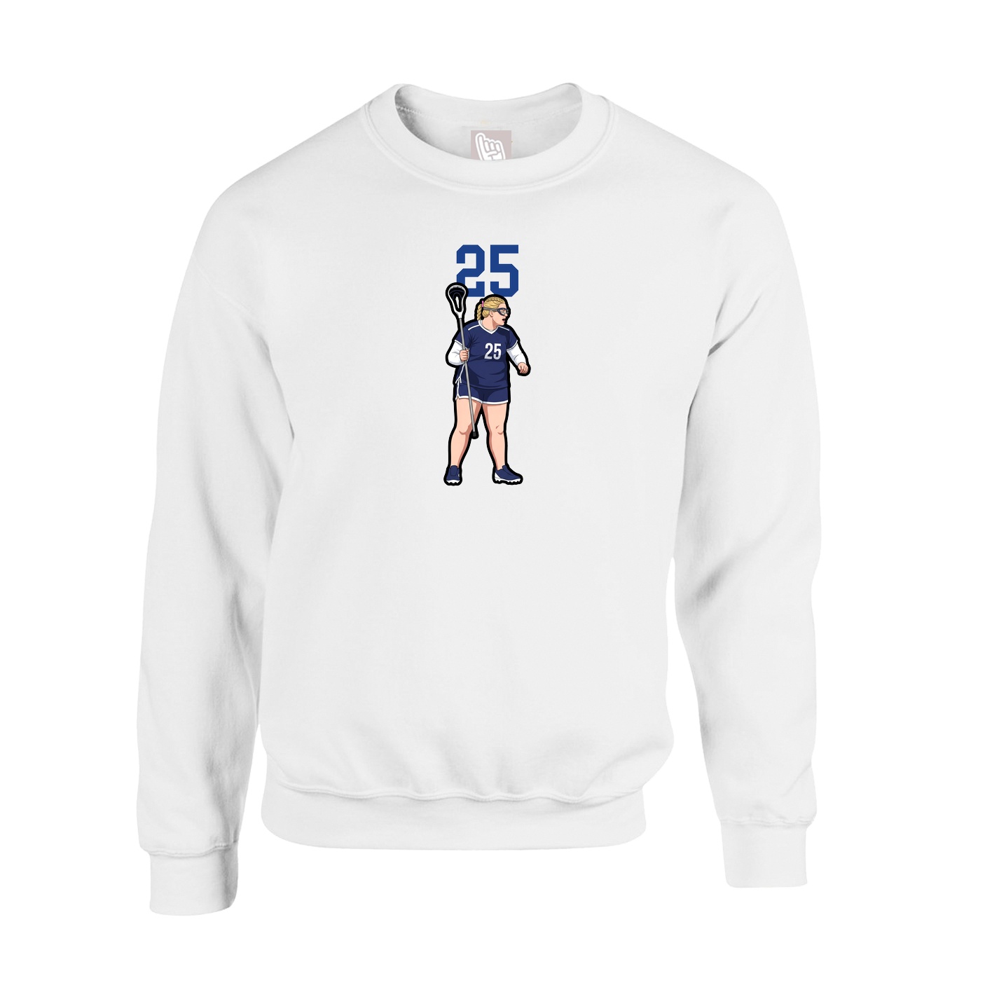 Fleece Crew — Number Top in White