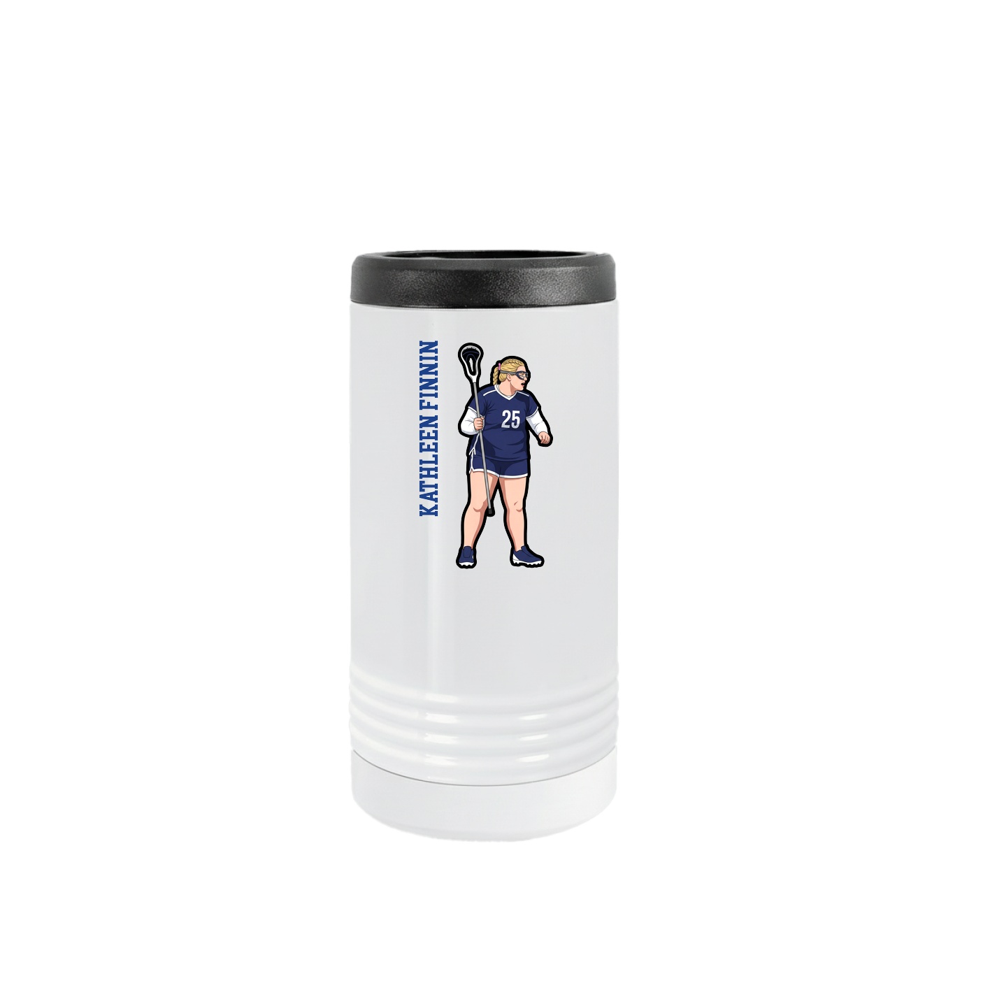 Slim Beverage Holder — Name Vertical in White