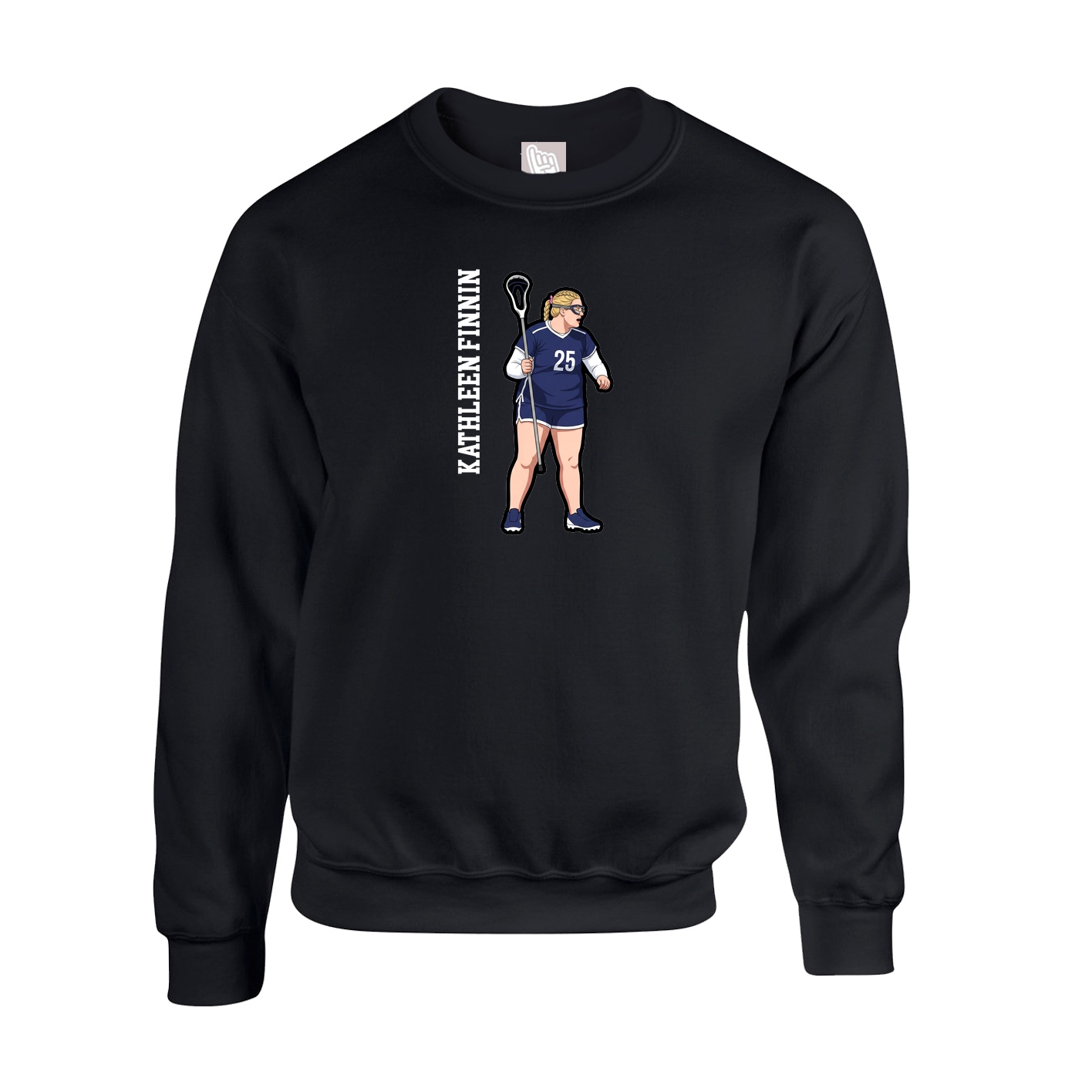Fleece Crew — Name Vertical in Black