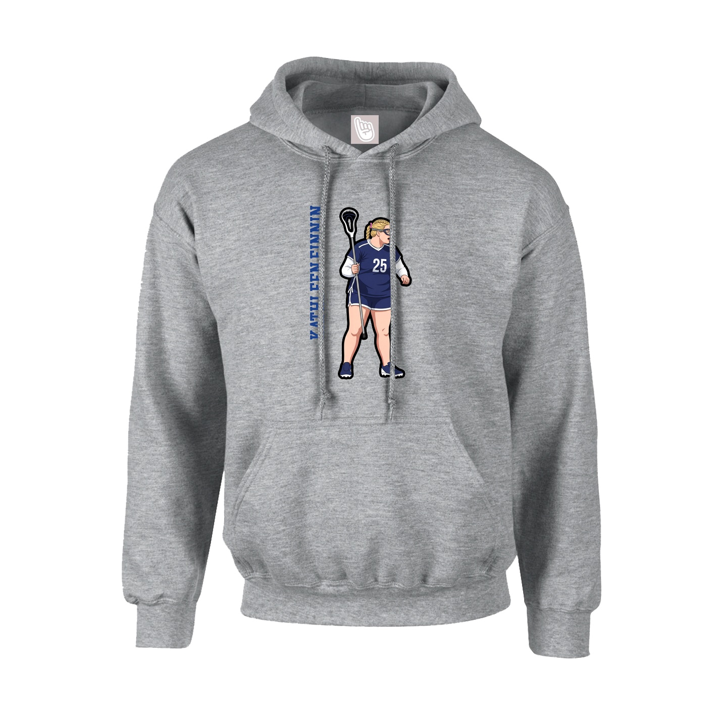 Youth Hoodie — Name Vertical in Grey