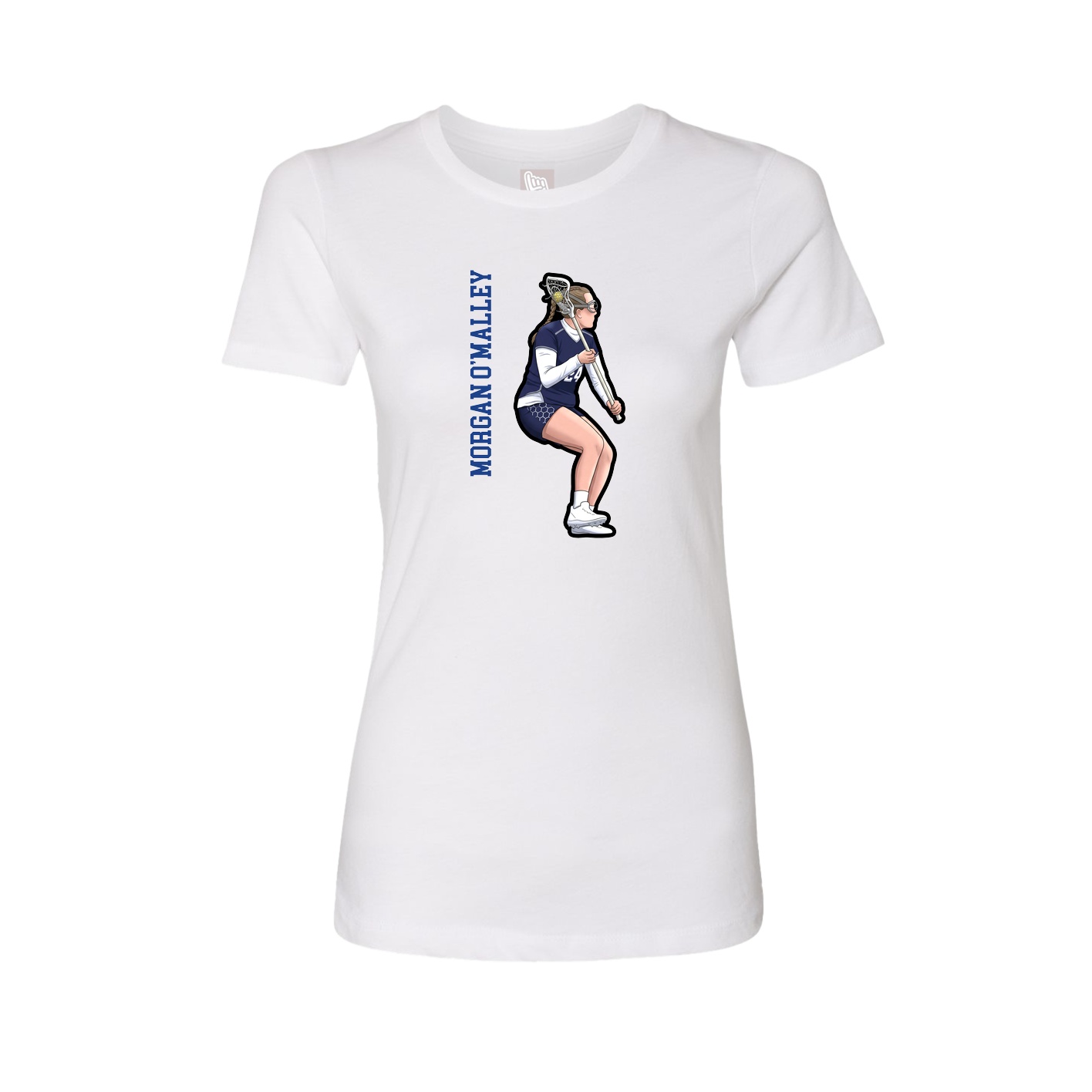 Fitted Women's Tee — Name Vertical in White