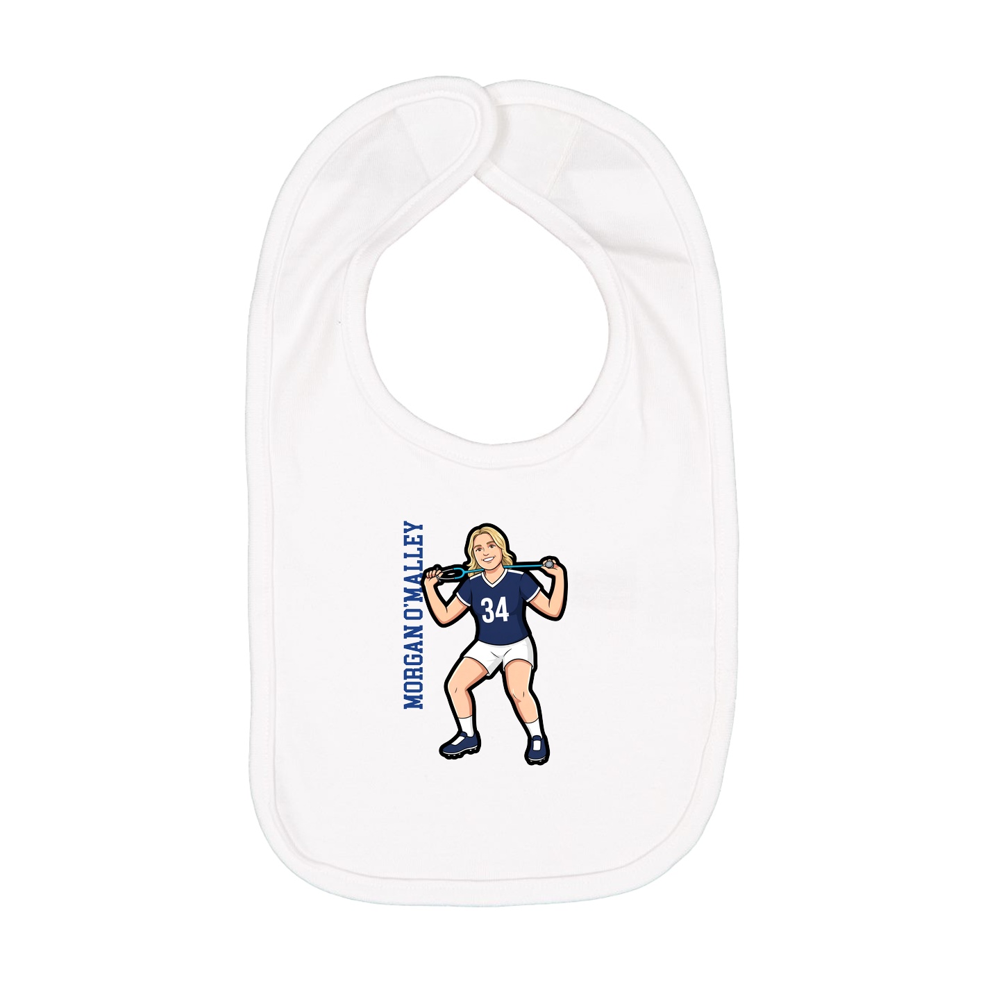 Infant Bib — Name Vertical in White