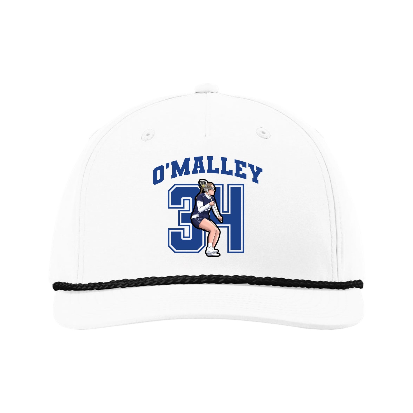 Five-Panel Classic Rope Cap — Number in White