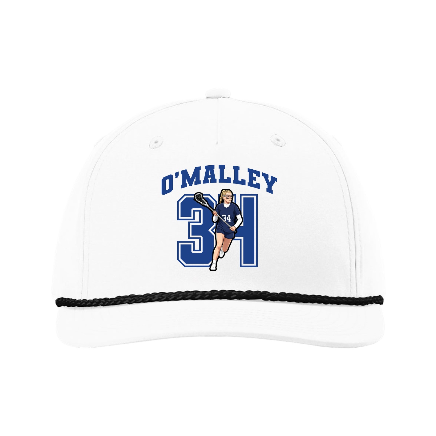 Five-Panel Classic Rope Cap — Number in White