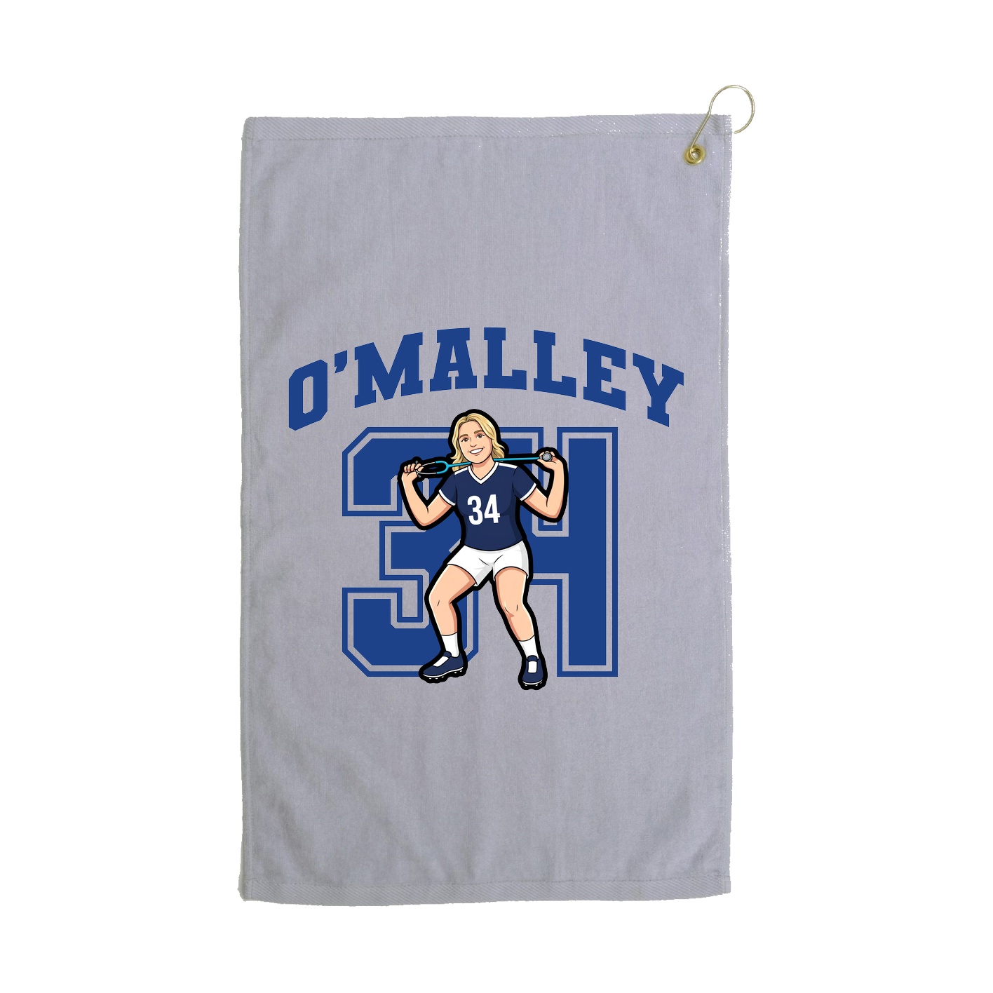 Golf Towel — Number in Grey