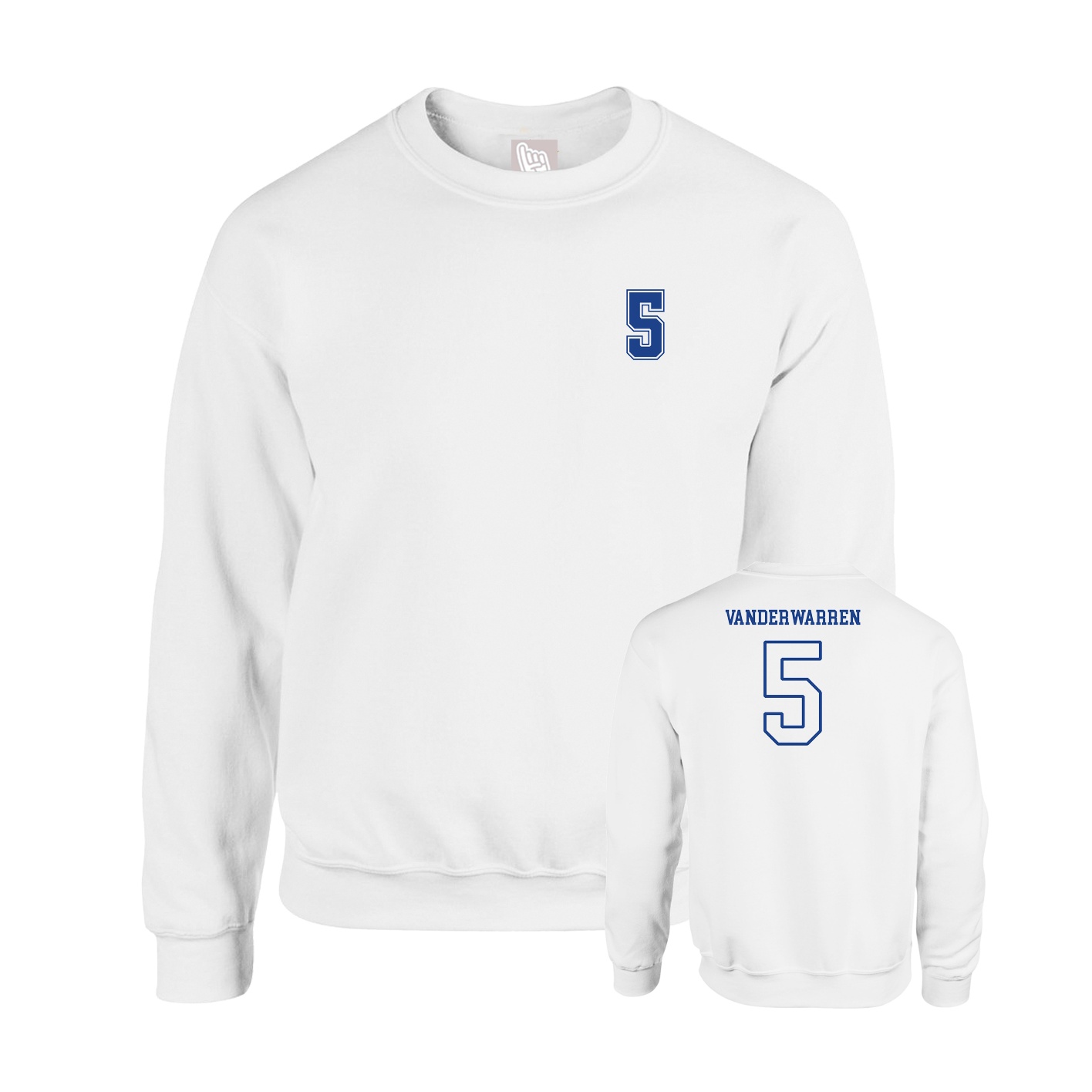 Fleece Crew — Chest Back in White
