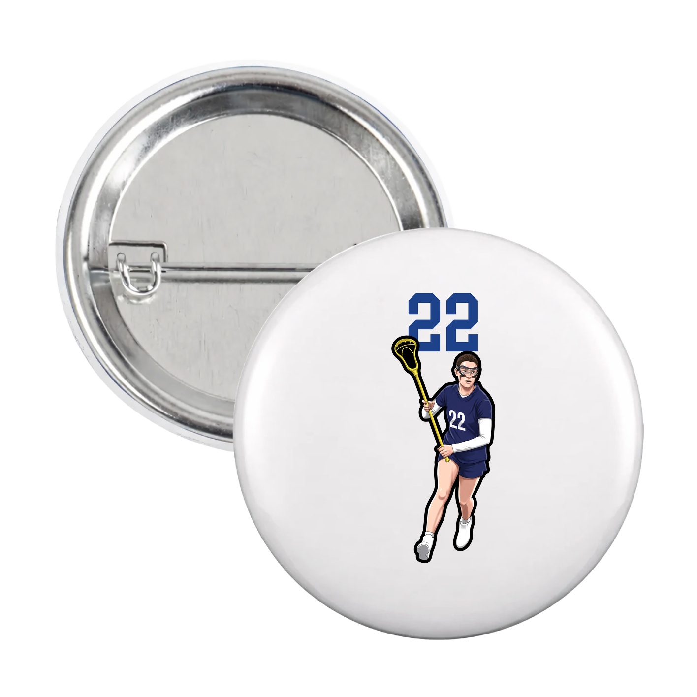 Game Day Button — Number Top in White