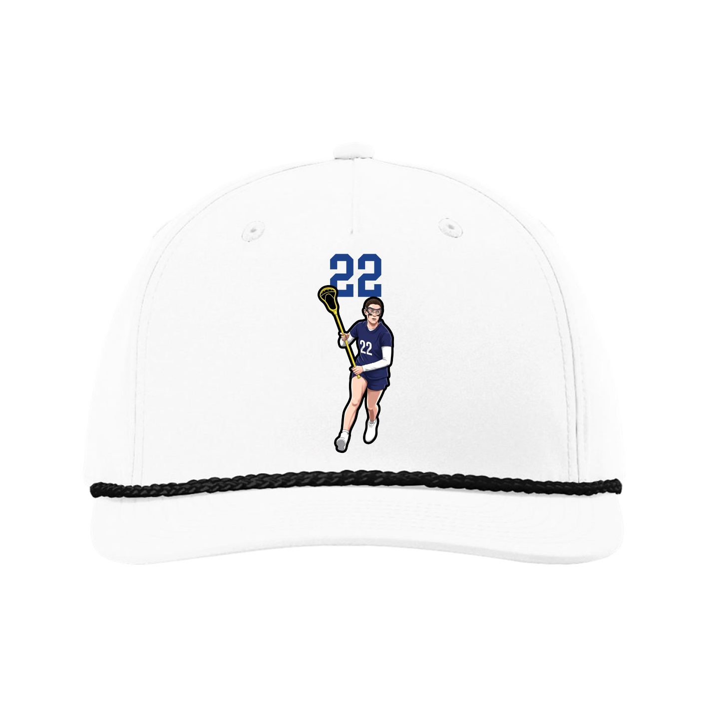 Five-Panel Classic Rope Cap — Number Top in White