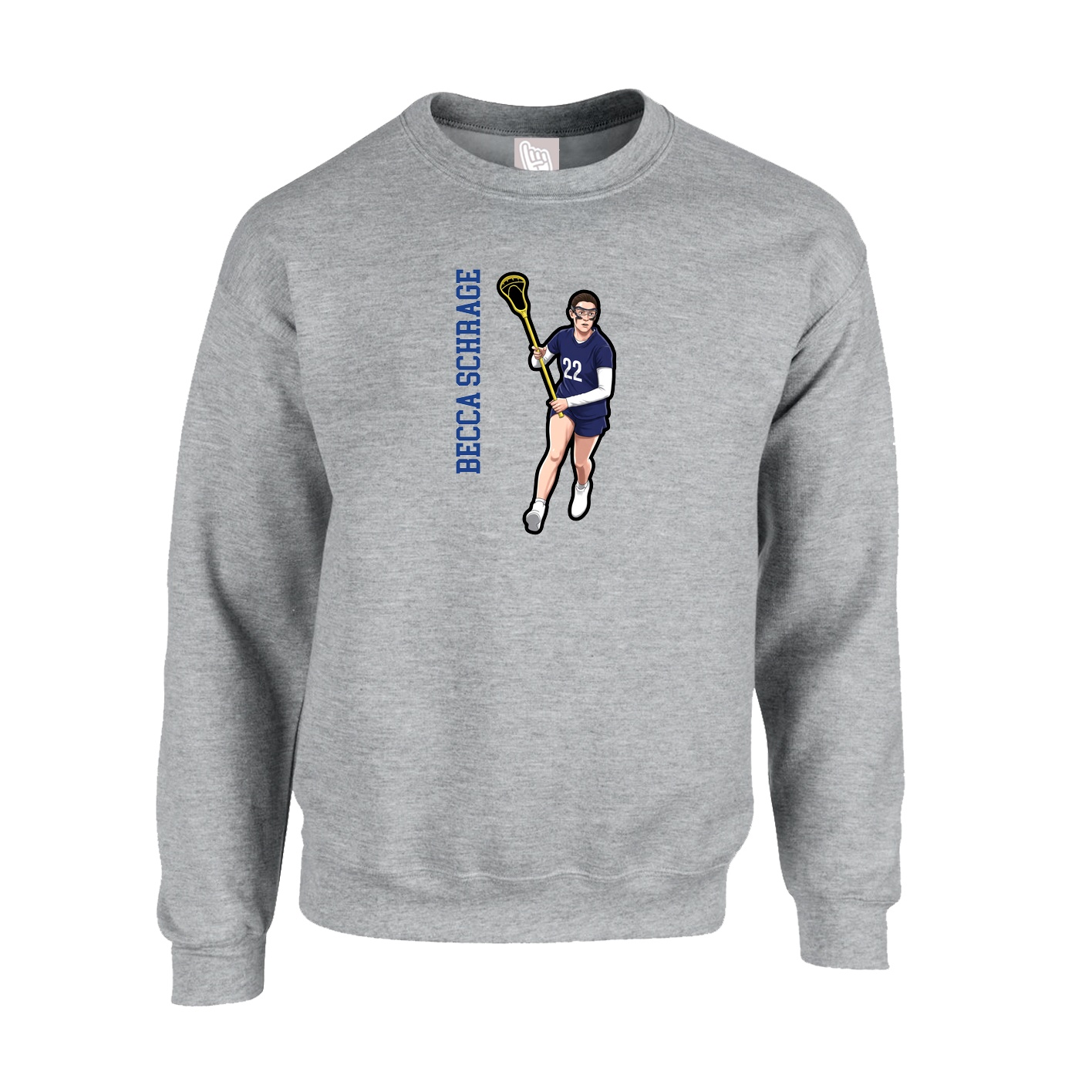 Fleece Crew — Name Vertical in Grey