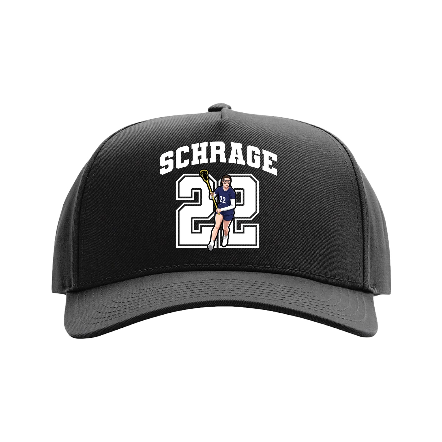 Full Fabric Five-Panel Champ Cap — Number in Black