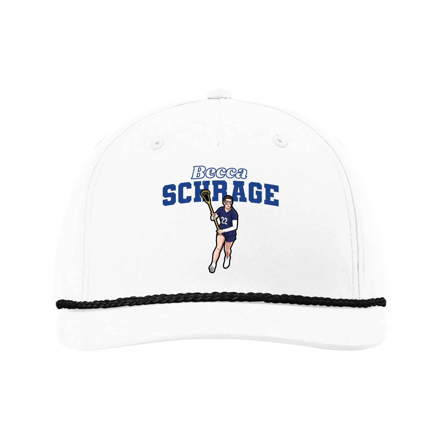 Five-Panel Classic Rope Cap — Name Arch in White