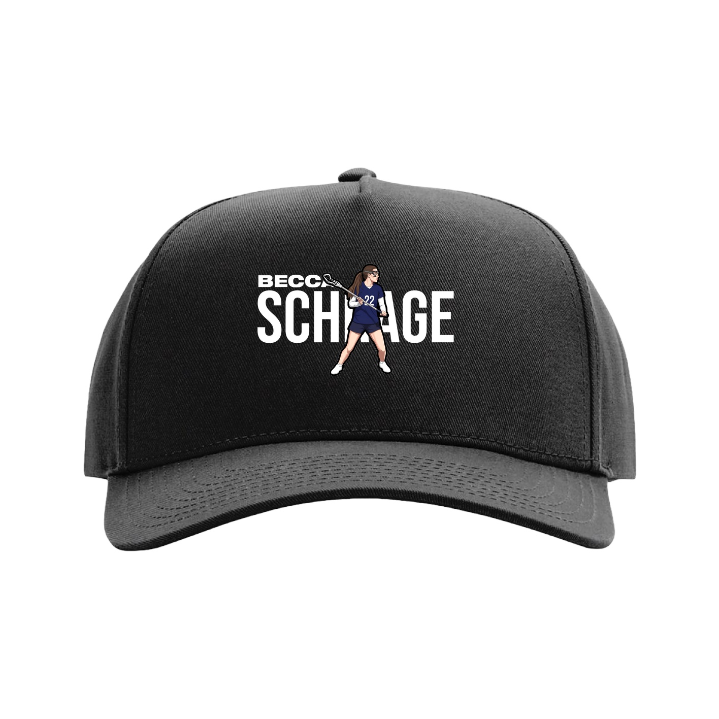 Full Fabric Five-Panel Champ Cap — Player Name in Black