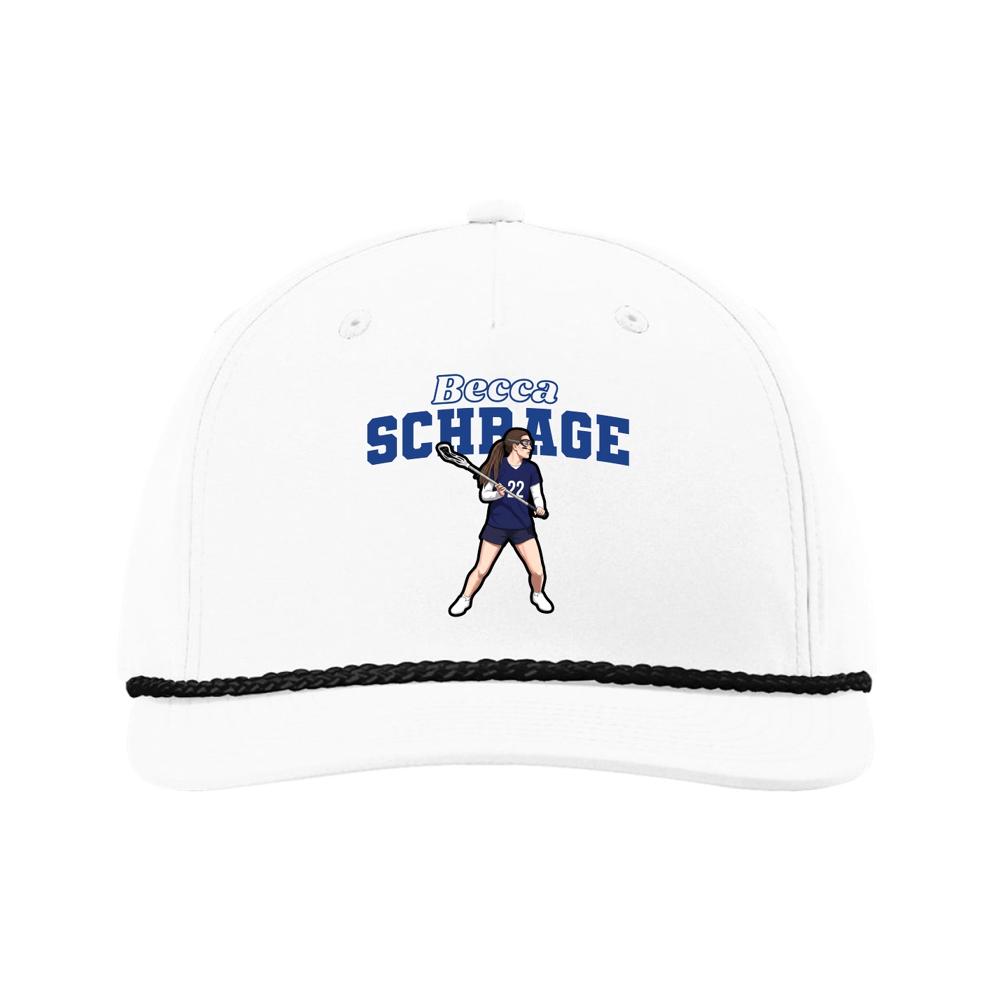 Five-Panel Classic Rope Cap — Name Arch in White