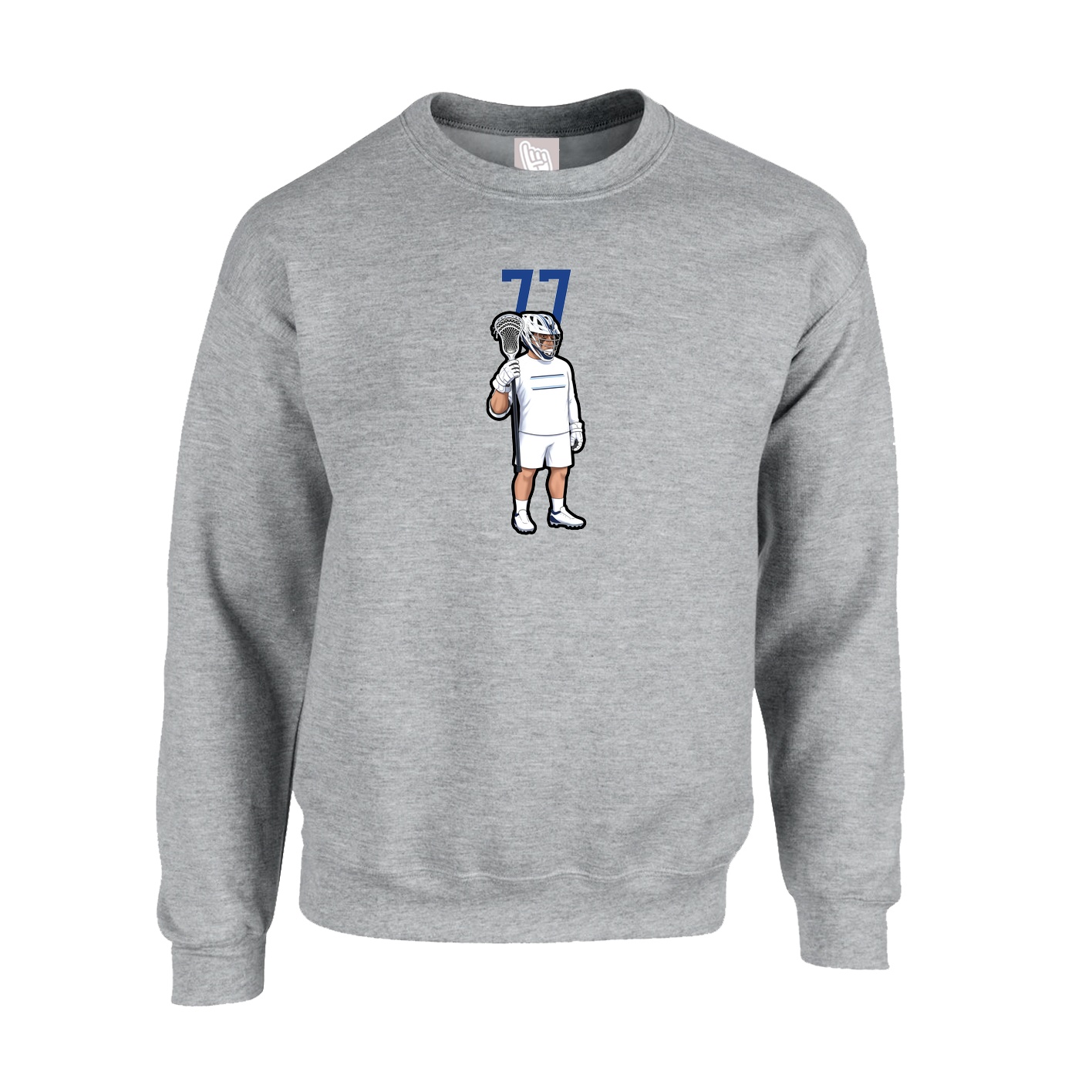 Fleece Crew — Number Top in Grey