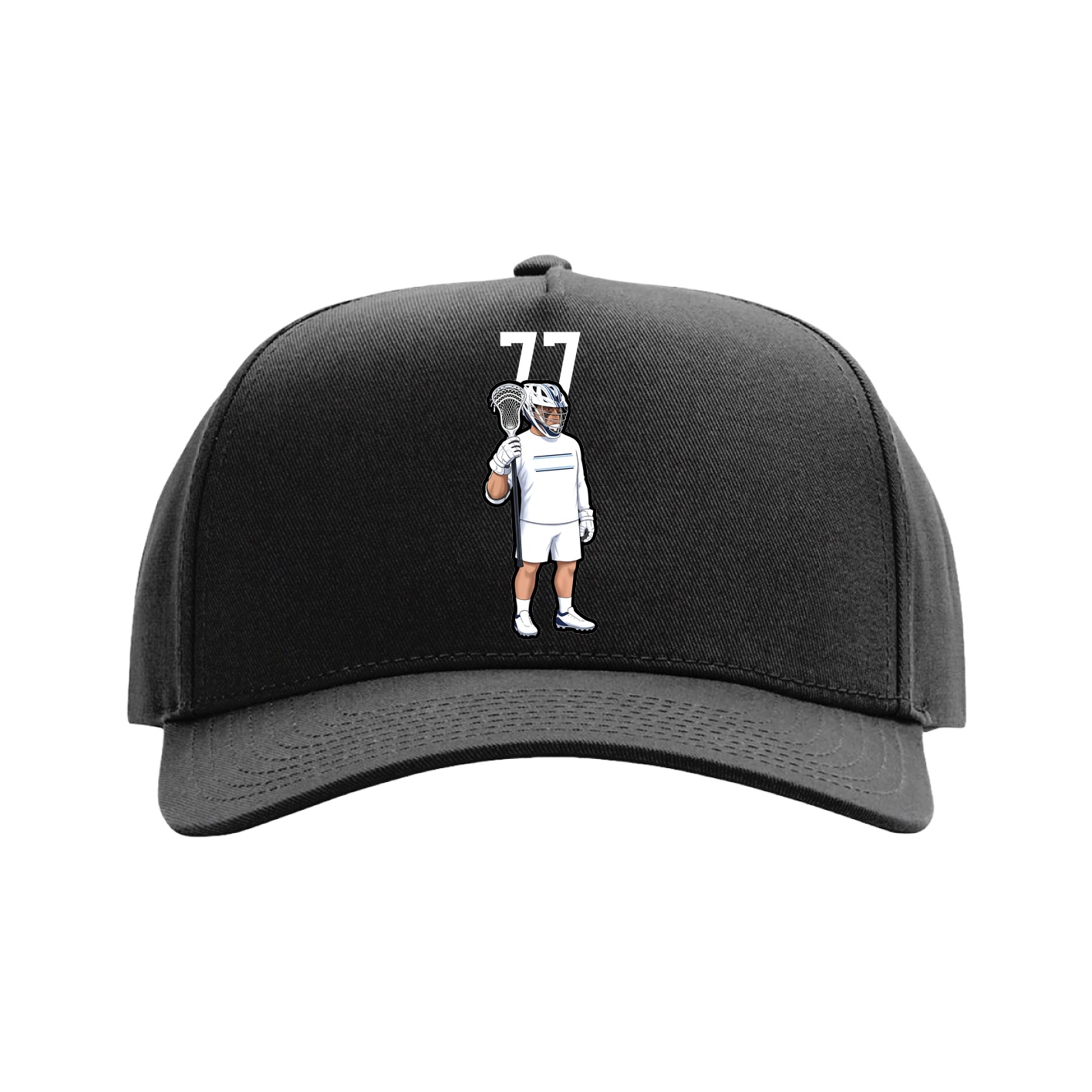 Full Fabric Five-Panel Champ Cap — Number Top in Black