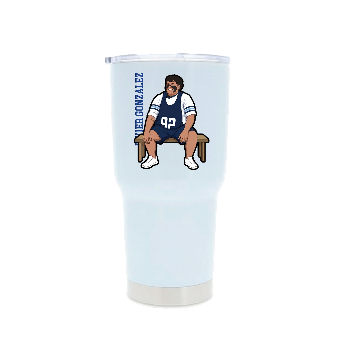30oz Stainless Steel Tumbler — Name Vertical in White