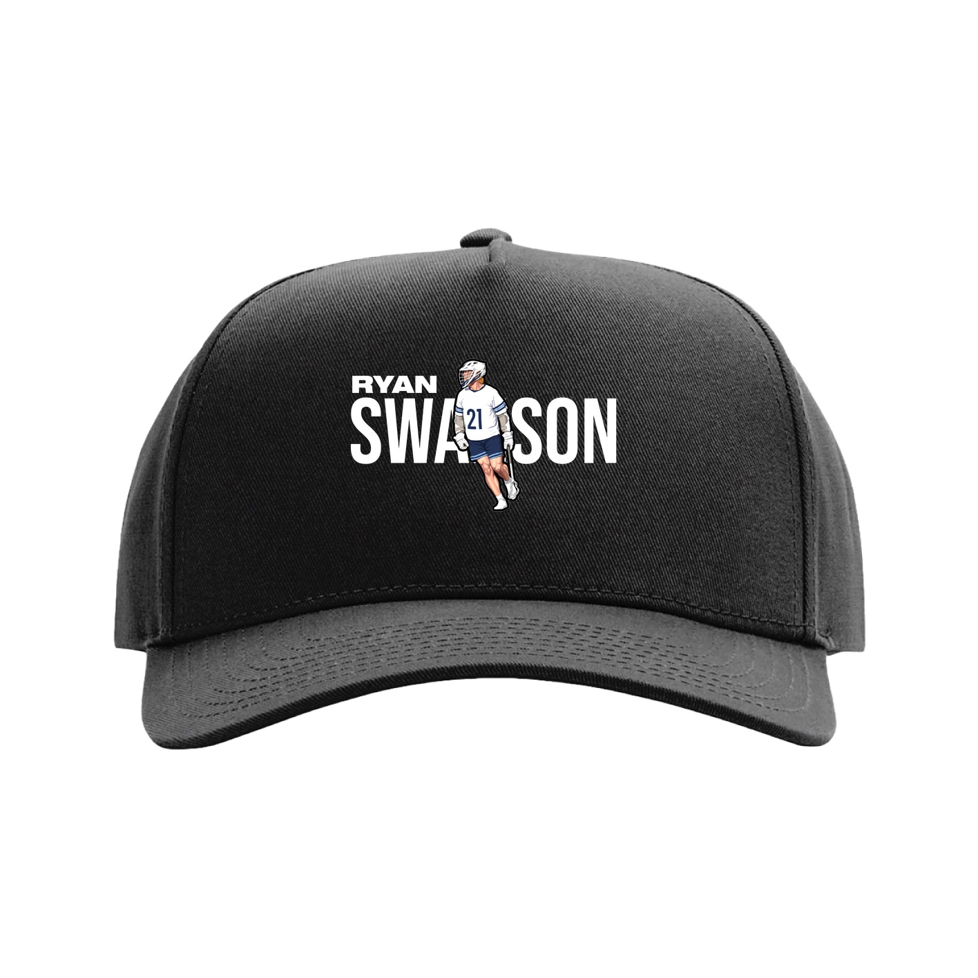 Full Fabric Five-Panel Champ Cap — Player Name in Black