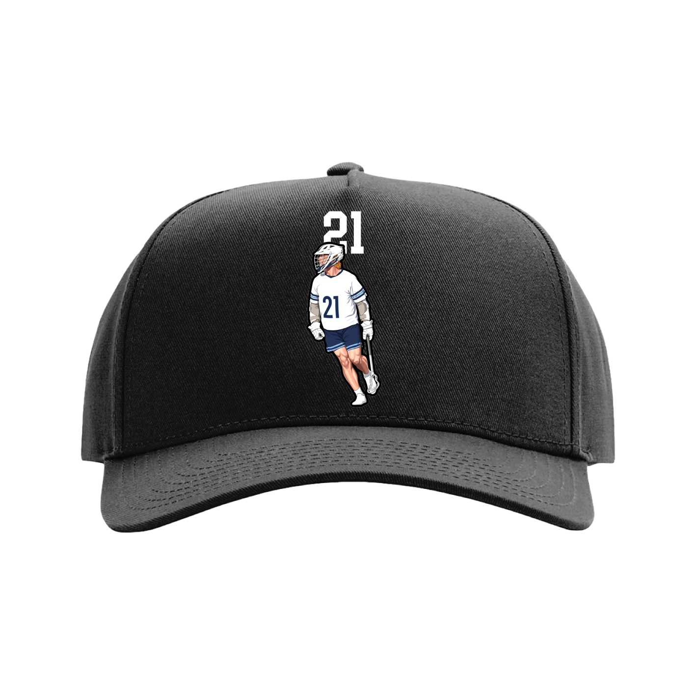 Full Fabric Five-Panel Champ Cap — Number Top in Black