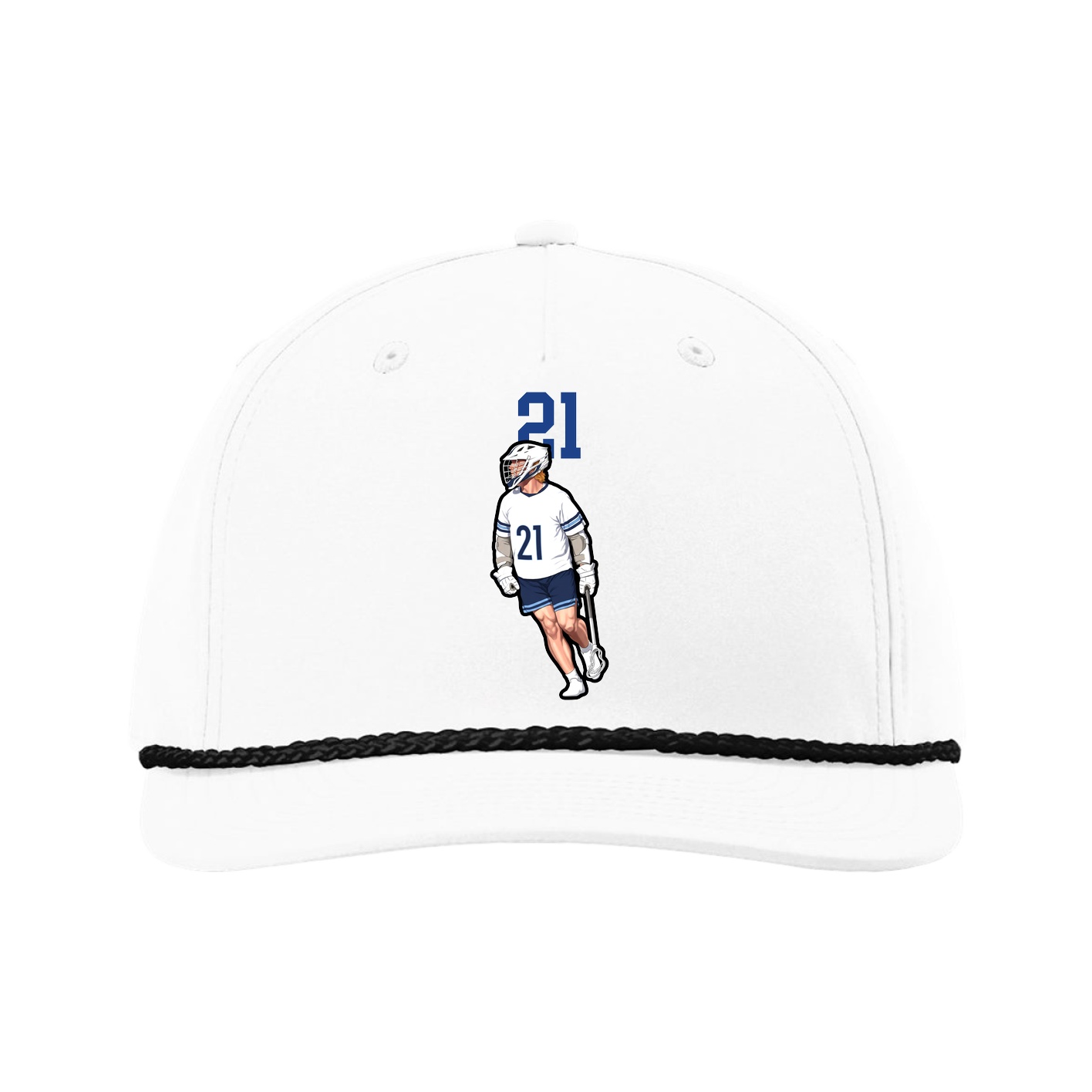 Five-Panel Classic Rope Cap — Number Top in White