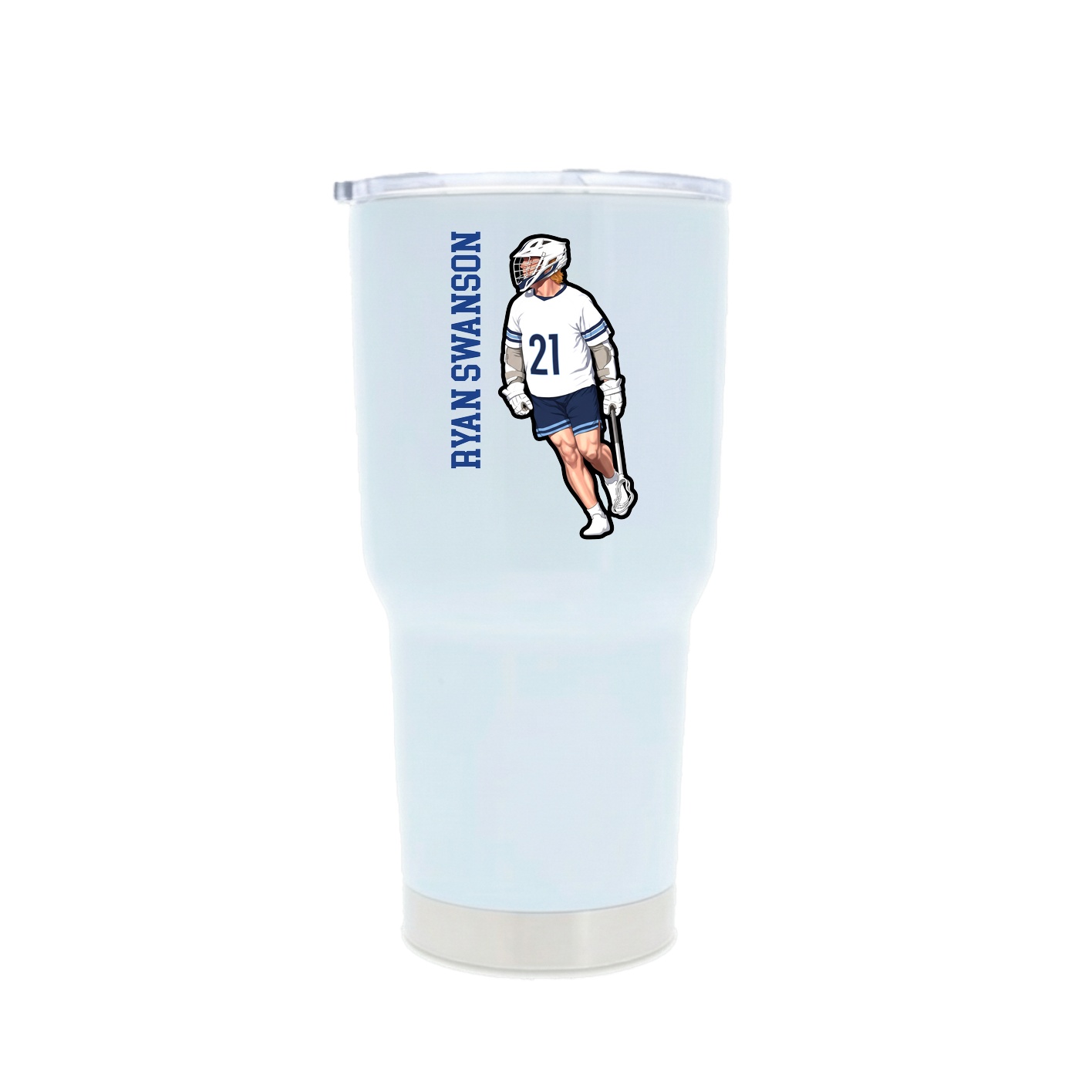30oz Stainless Steel Tumbler — Name Vertical in White