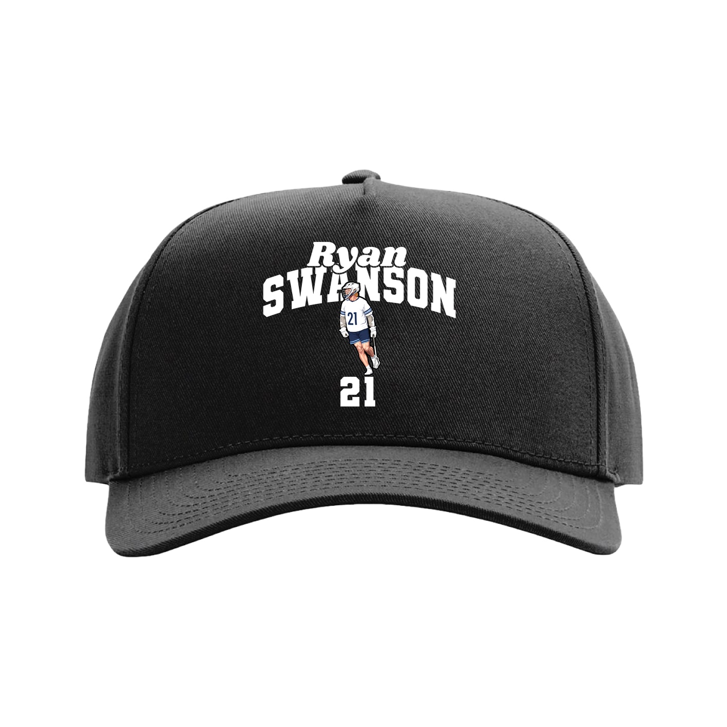 Full Fabric Five-Panel Champ Cap — Signature Arch in Black