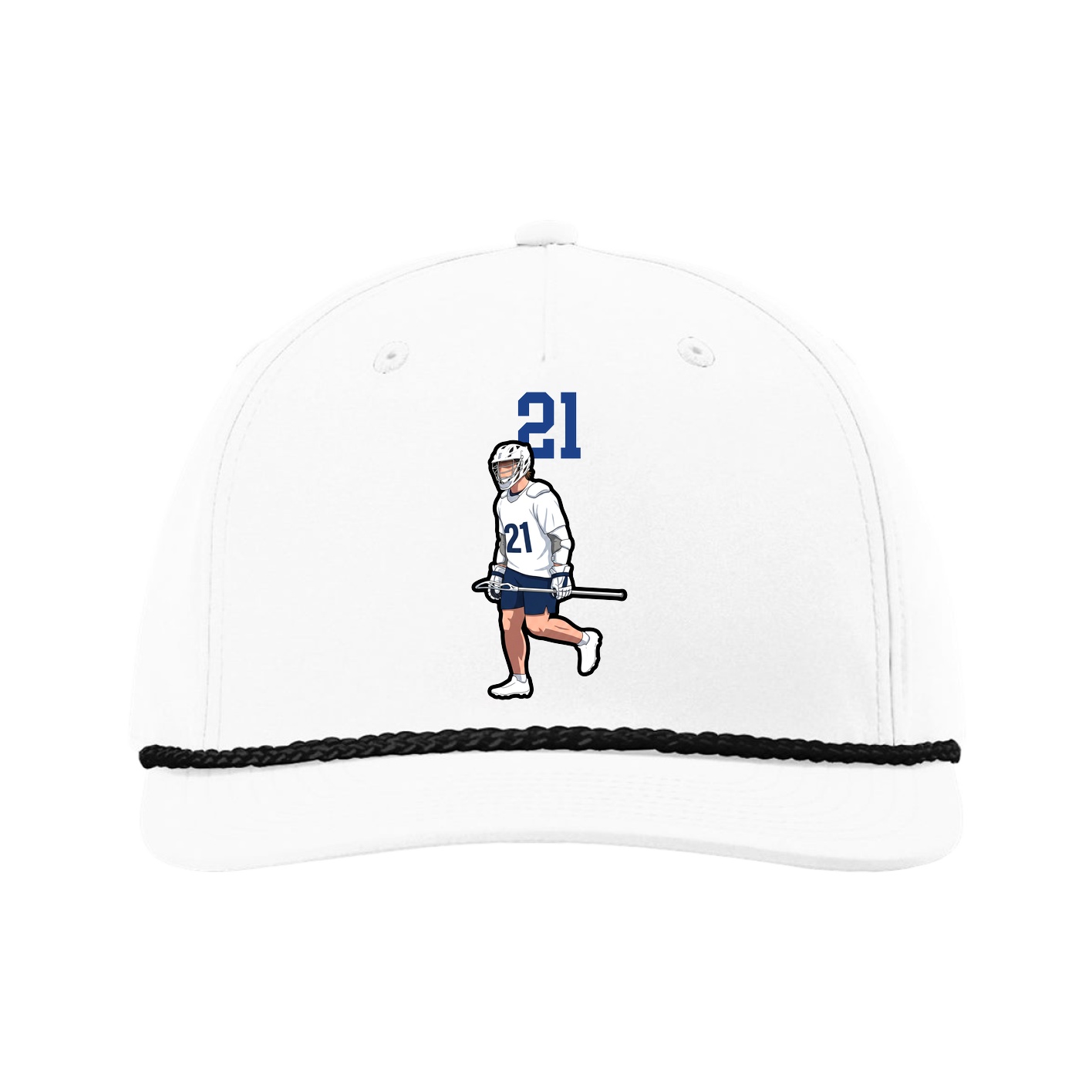 Five-Panel Classic Rope Cap — Number Top in White