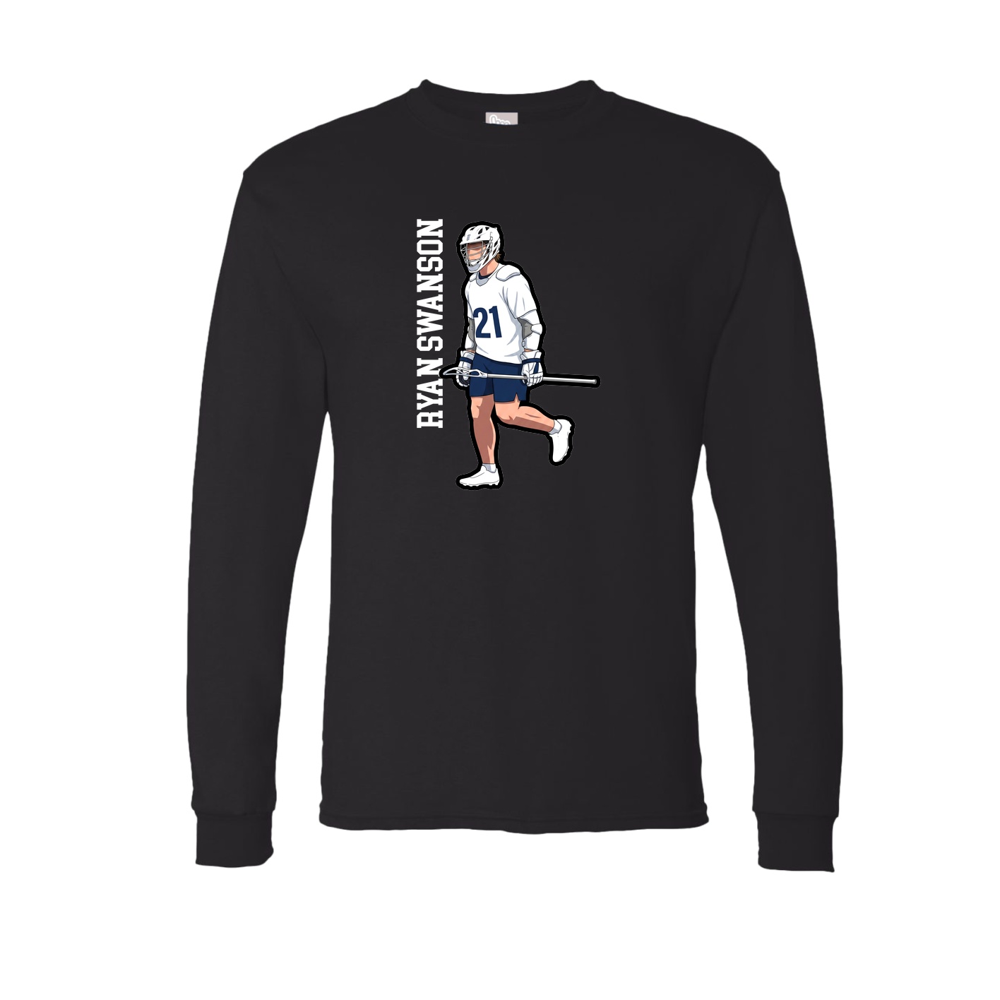 Long Sleeve Tee — Name Vertical in Black