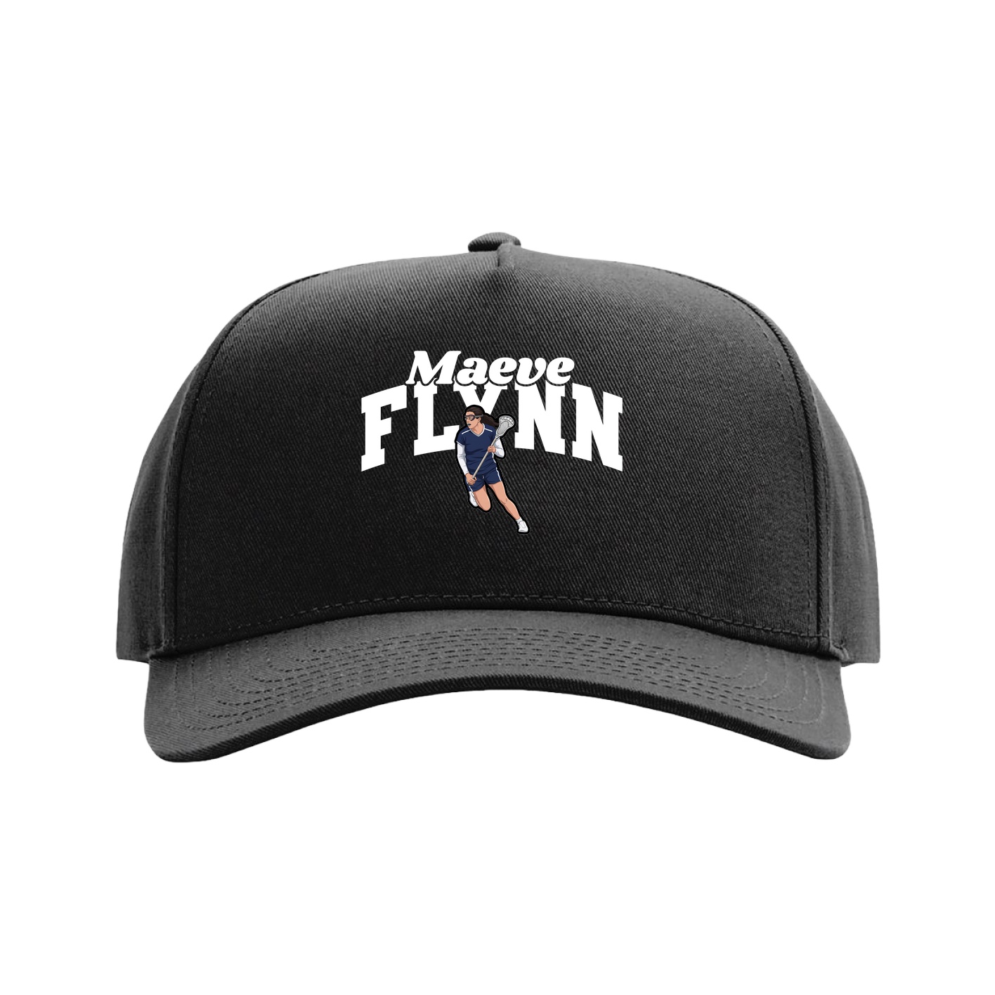 Full Fabric Five-Panel Champ Cap — Signature Arch in Black