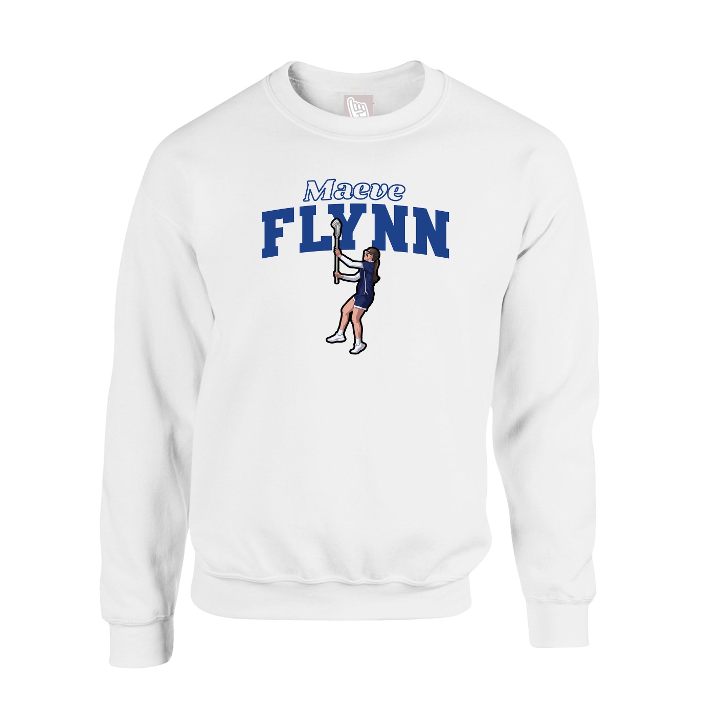 Fleece Crew — Name Arch in White
