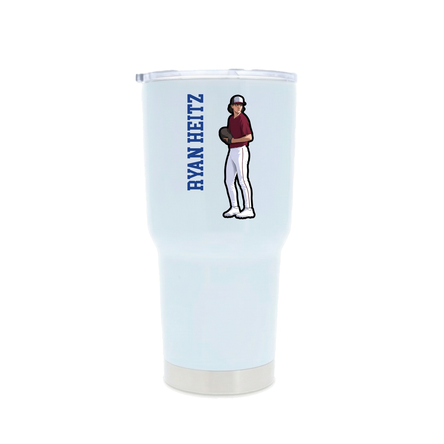 30oz Stainless Steel Tumbler — Name Vertical in White