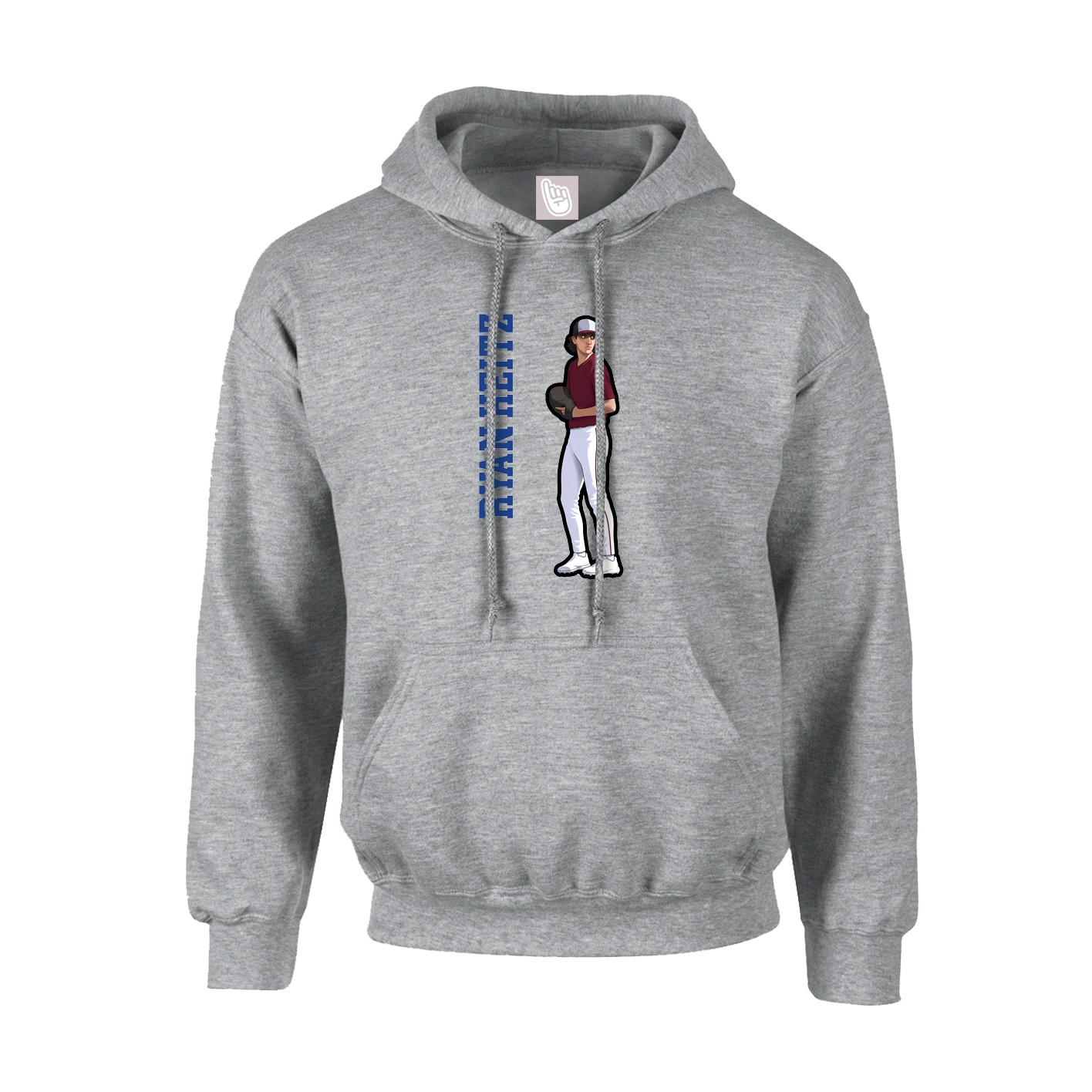 Hoodie — Name Vertical in Grey