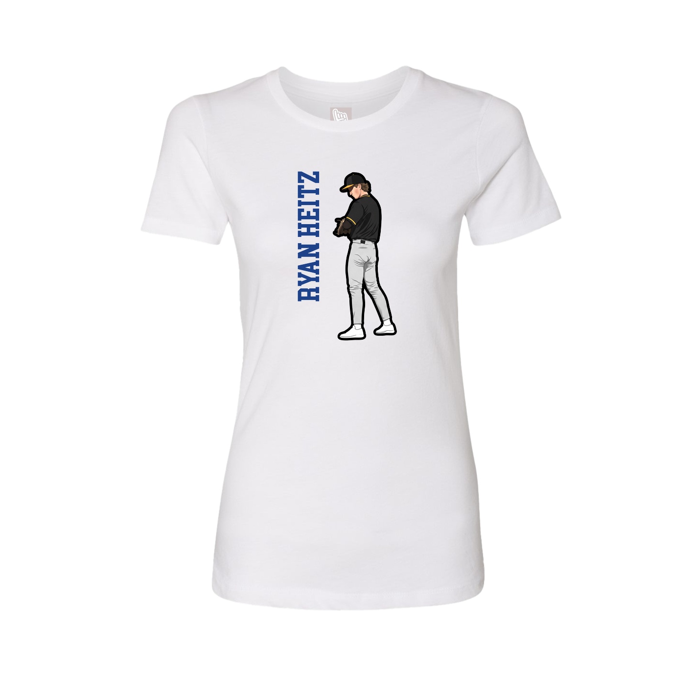 Fitted Women's Tee — Name Vertical in White
