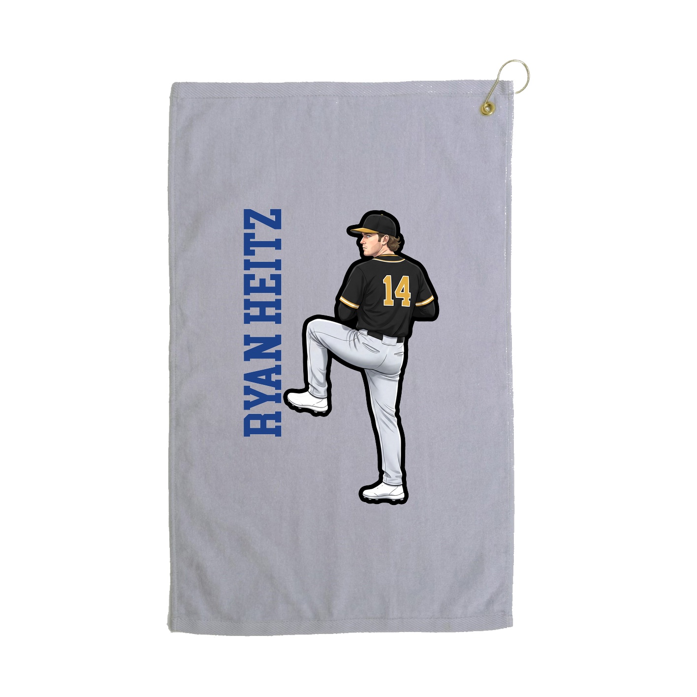 Golf Towel — Name Vertical in Grey