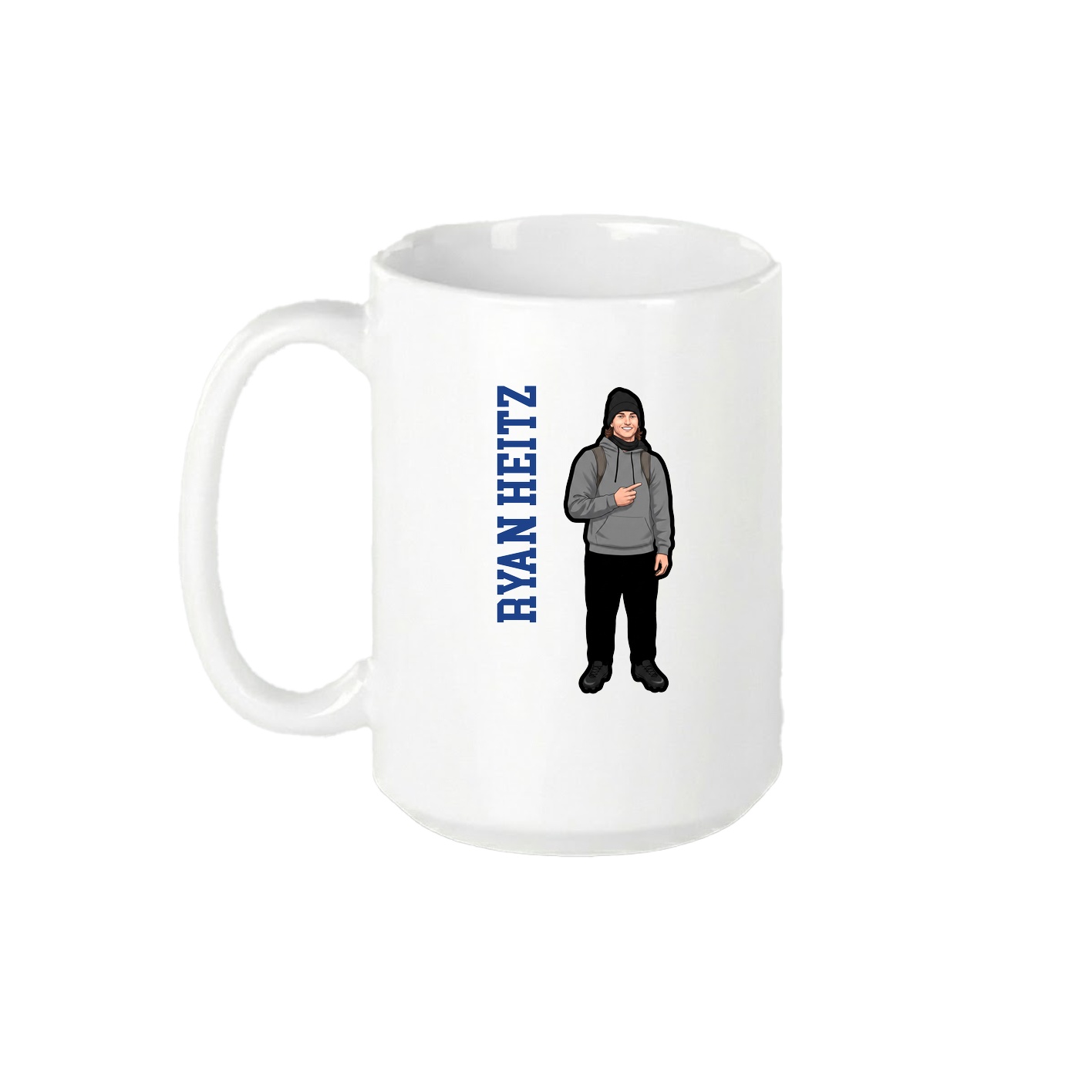 15oz Coffee Mug — Name Vertical in White