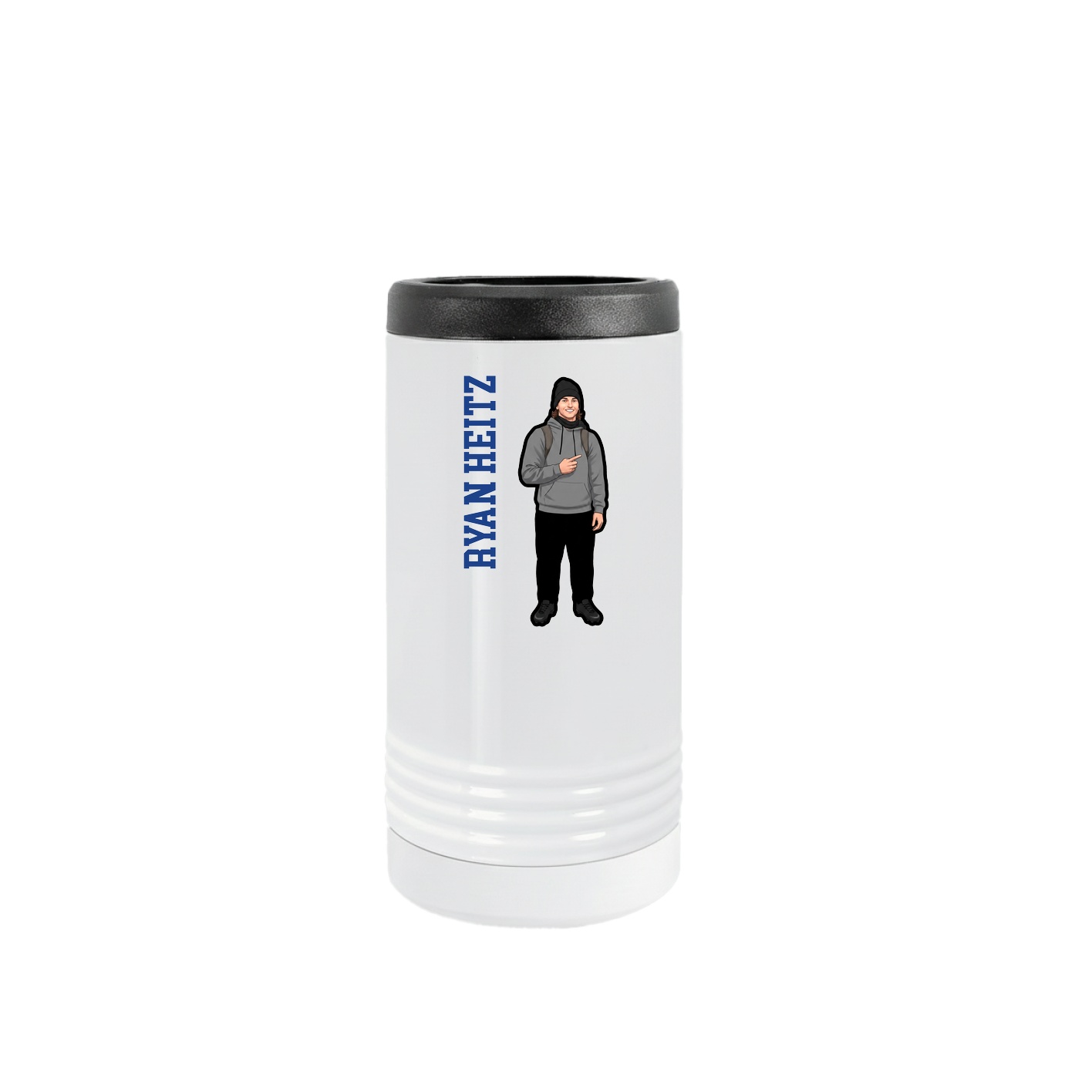 Slim Beverage Holder — Name Vertical in White