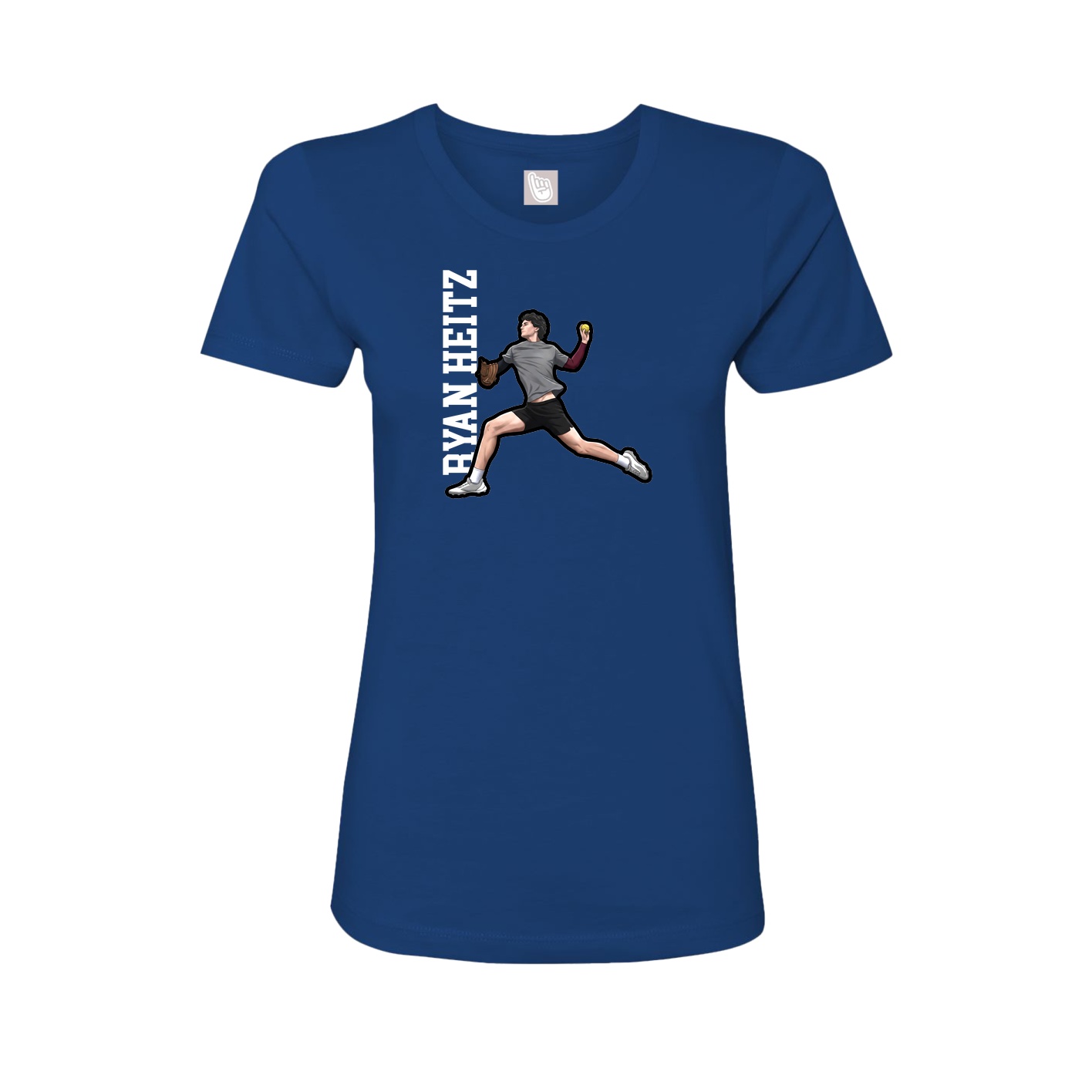Fitted Women's Tee — Name Vertical in Royal