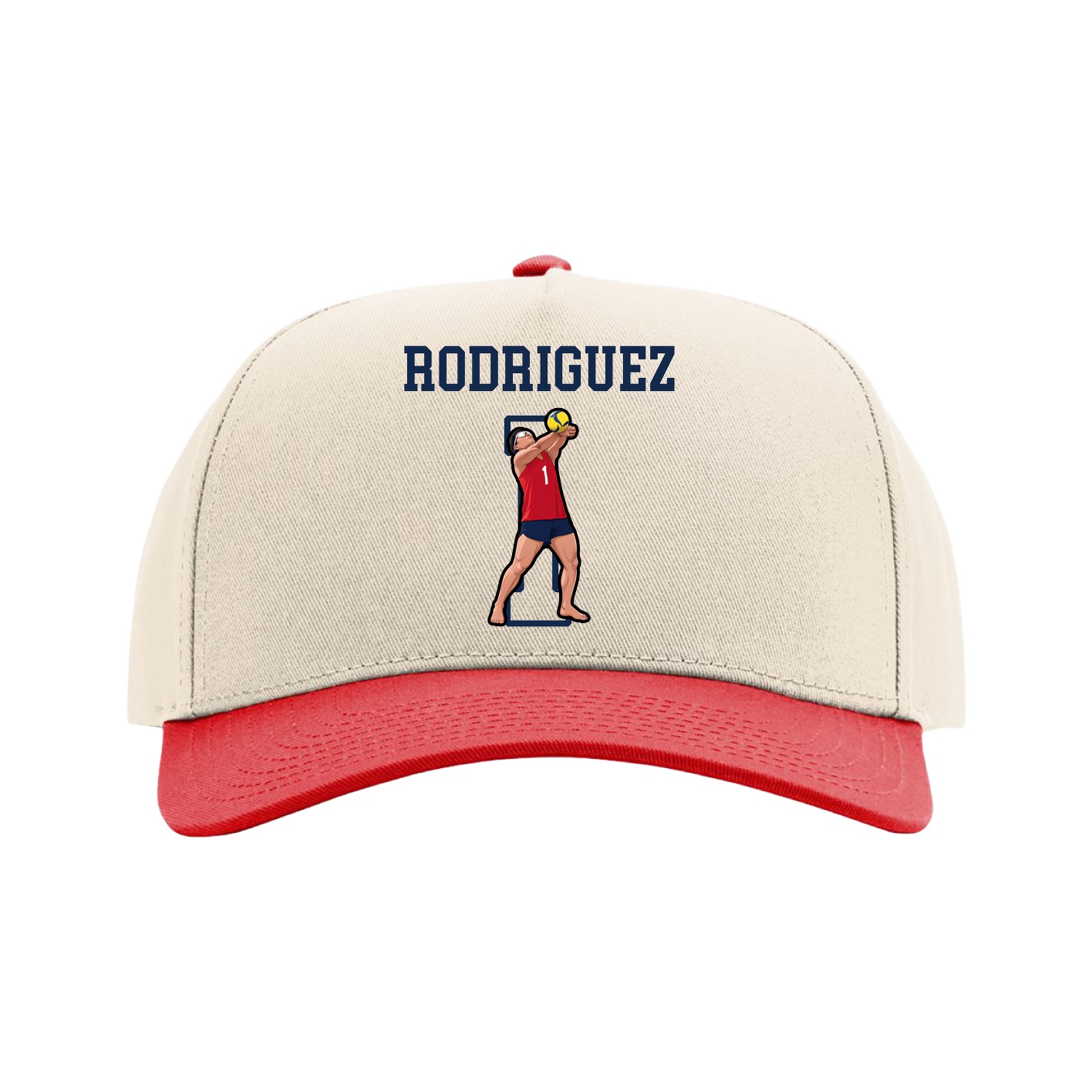 Full Fabric Five-Panel Champ Cap — Shirsey in Cream/Red