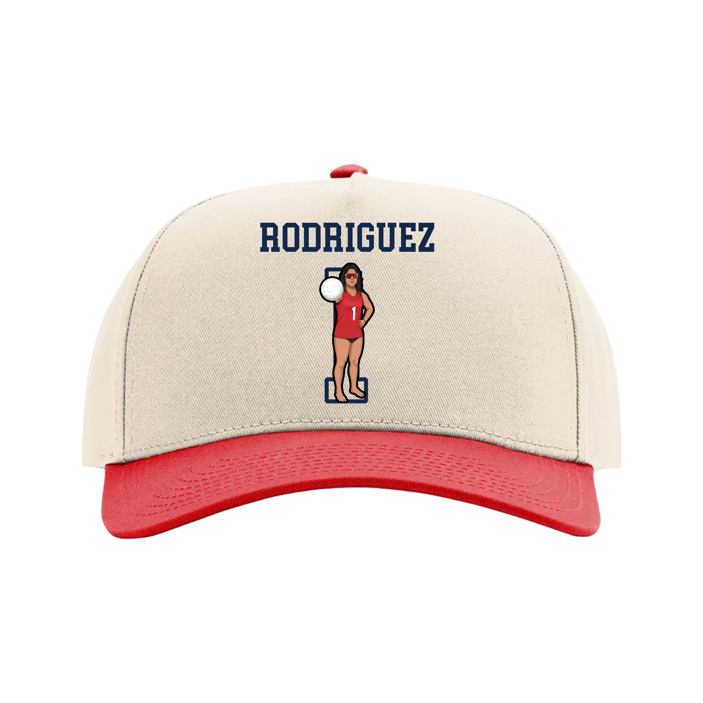 Full Fabric Five-Panel Champ Cap — Shirsey in Cream/Red