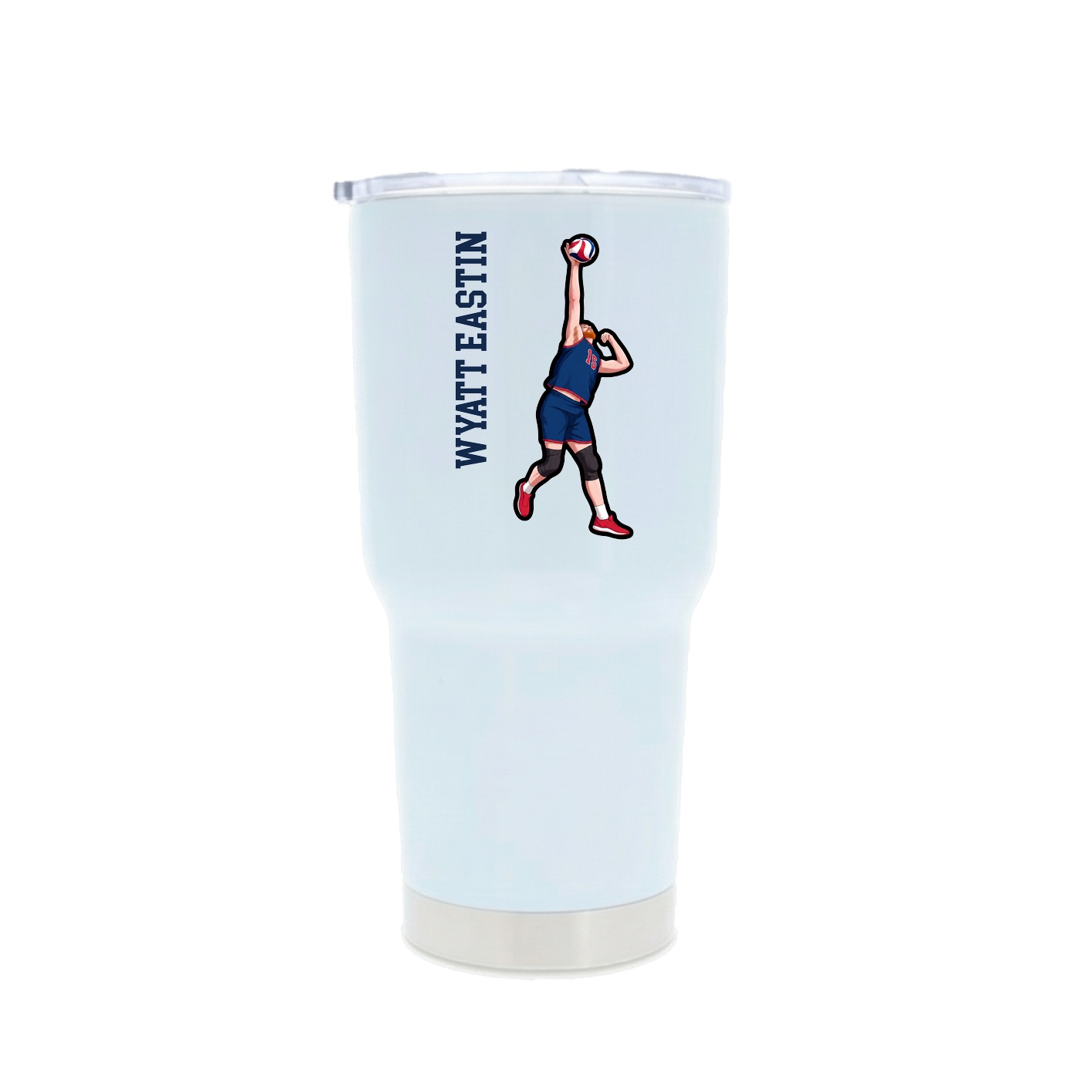 30oz Stainless Steel Tumbler — Name Vertical in White