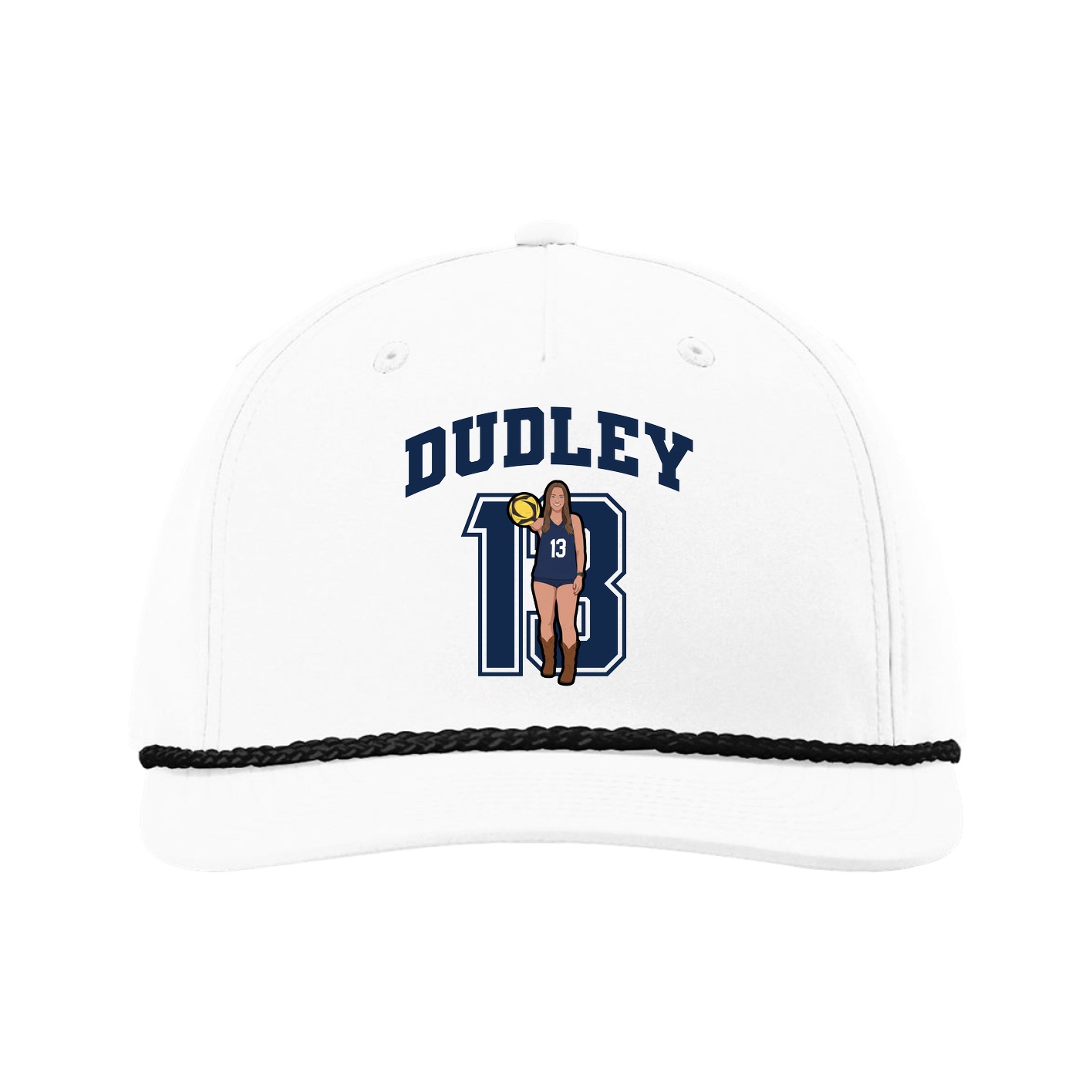 Five-Panel Classic Rope Cap — Number in White