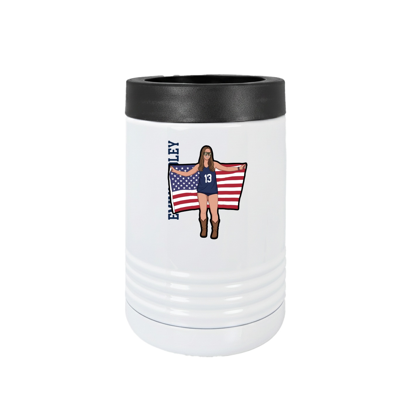 Beverage Holder — Name Vertical in White