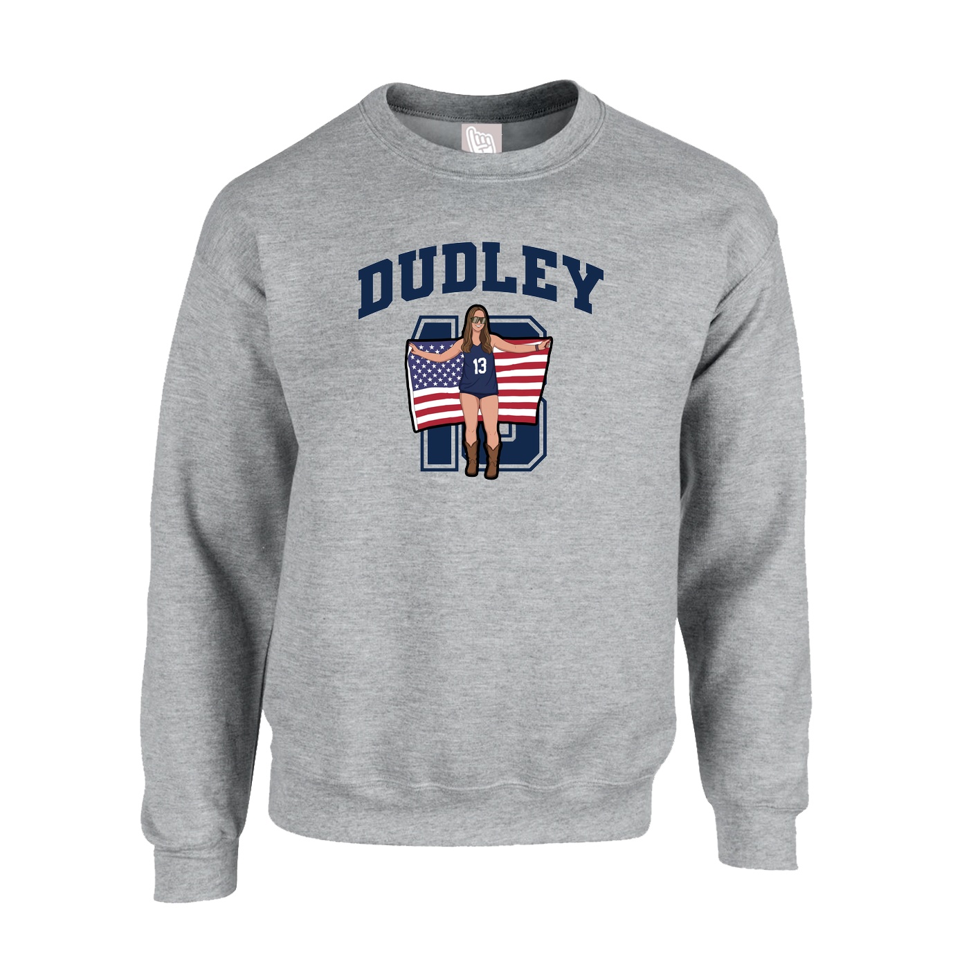 Fleece Crew — Number in Grey