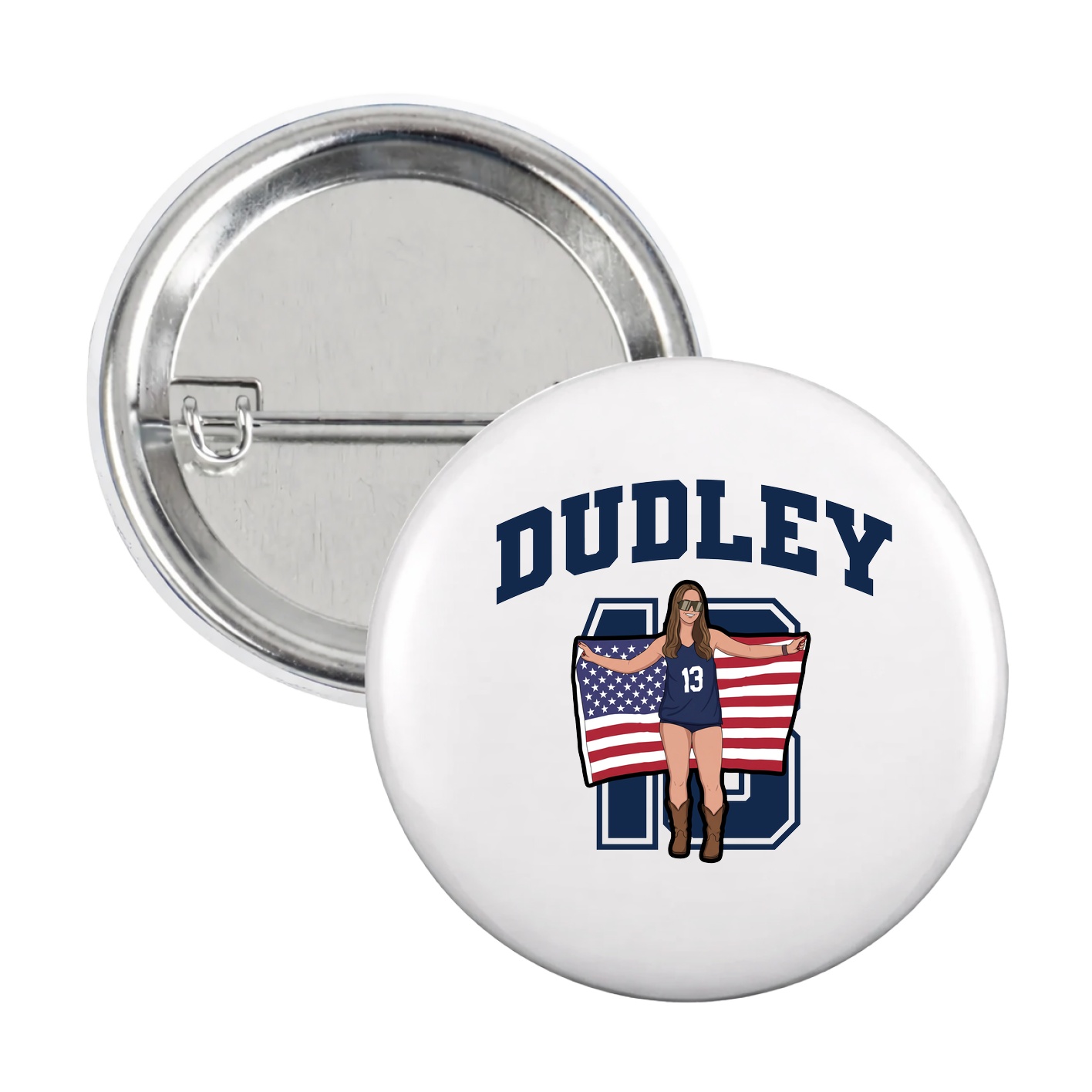Game Day Button — Number in White